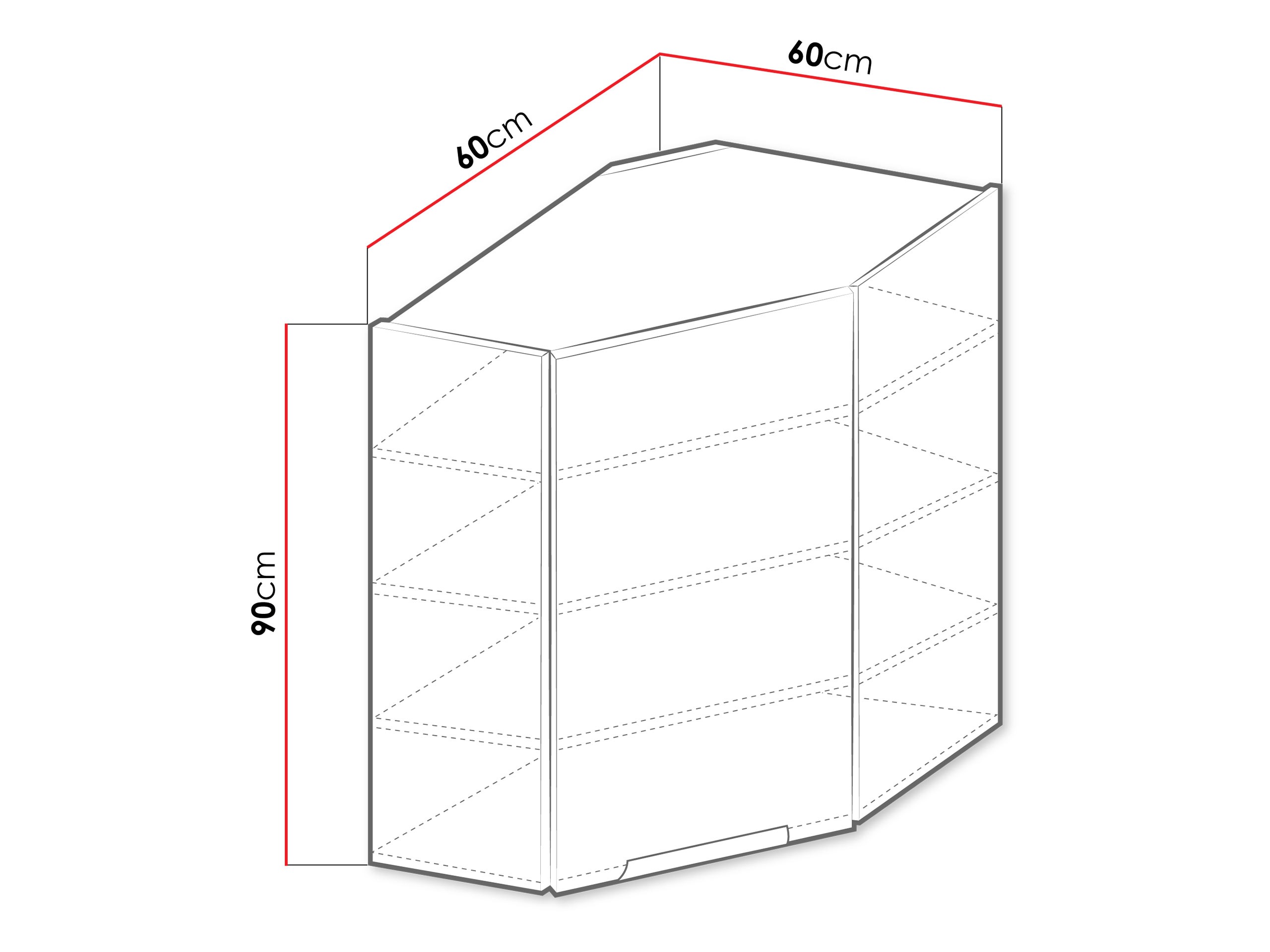 Модулен окачен ъглов шкаф Sole 144