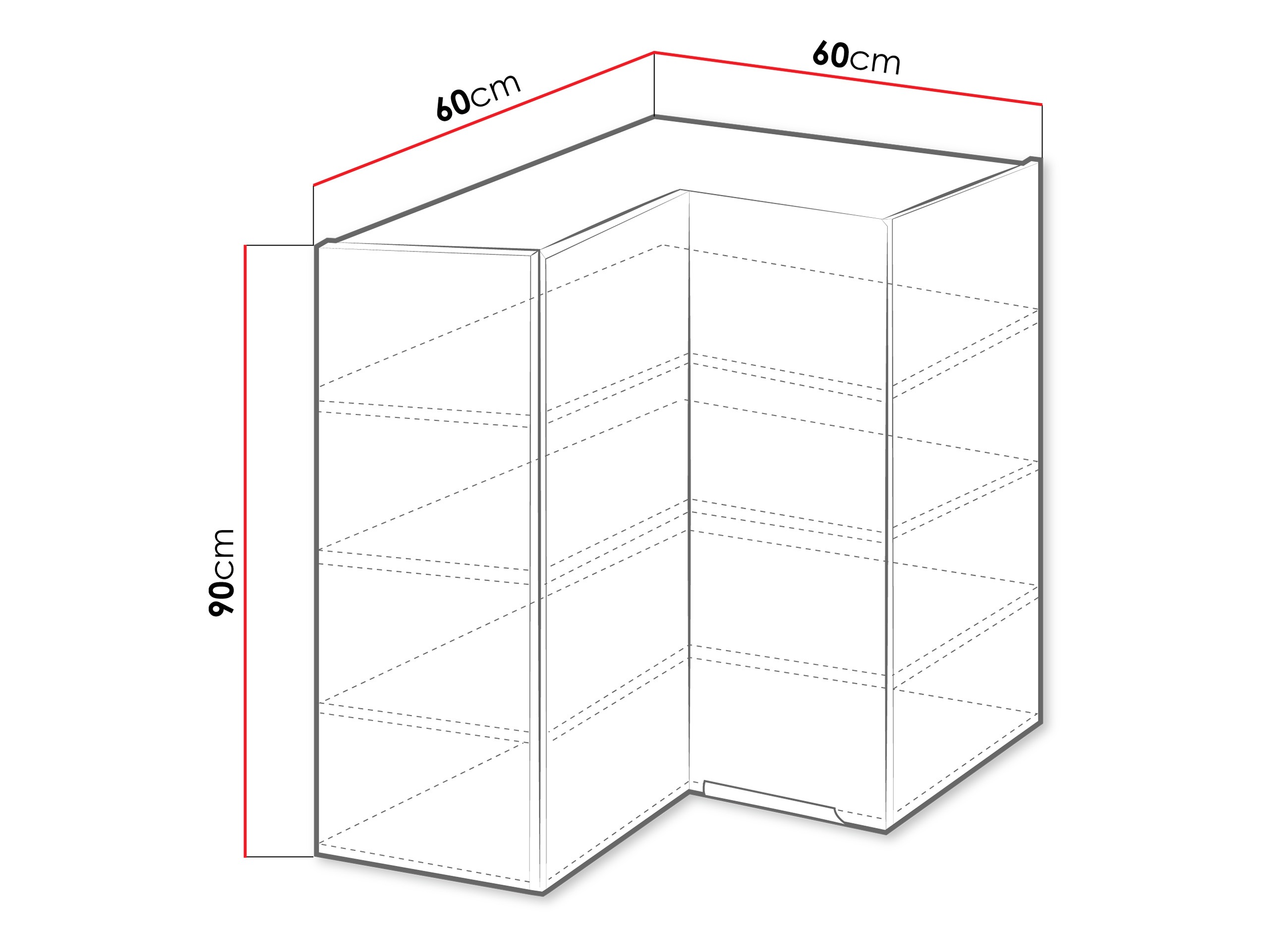Модулен окачен ъглов шкаф Sole 145