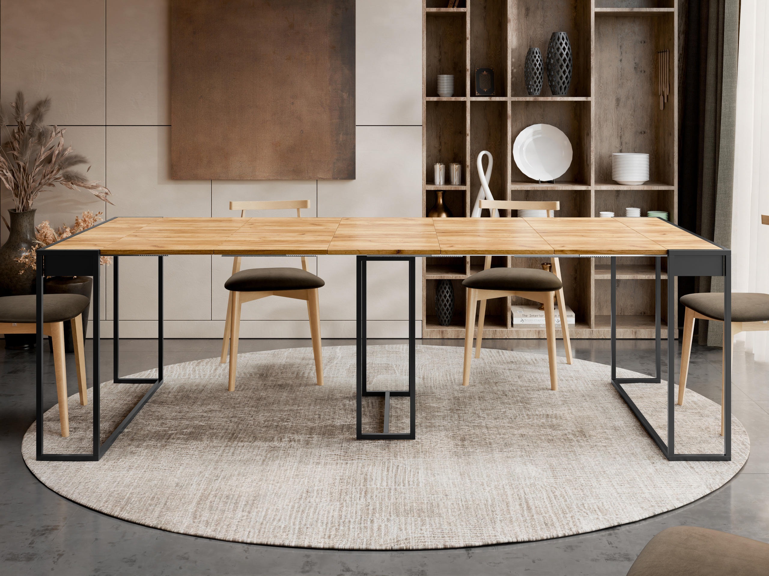 Сгъваема маса Oswego 180 (Черен + Craft дъб)