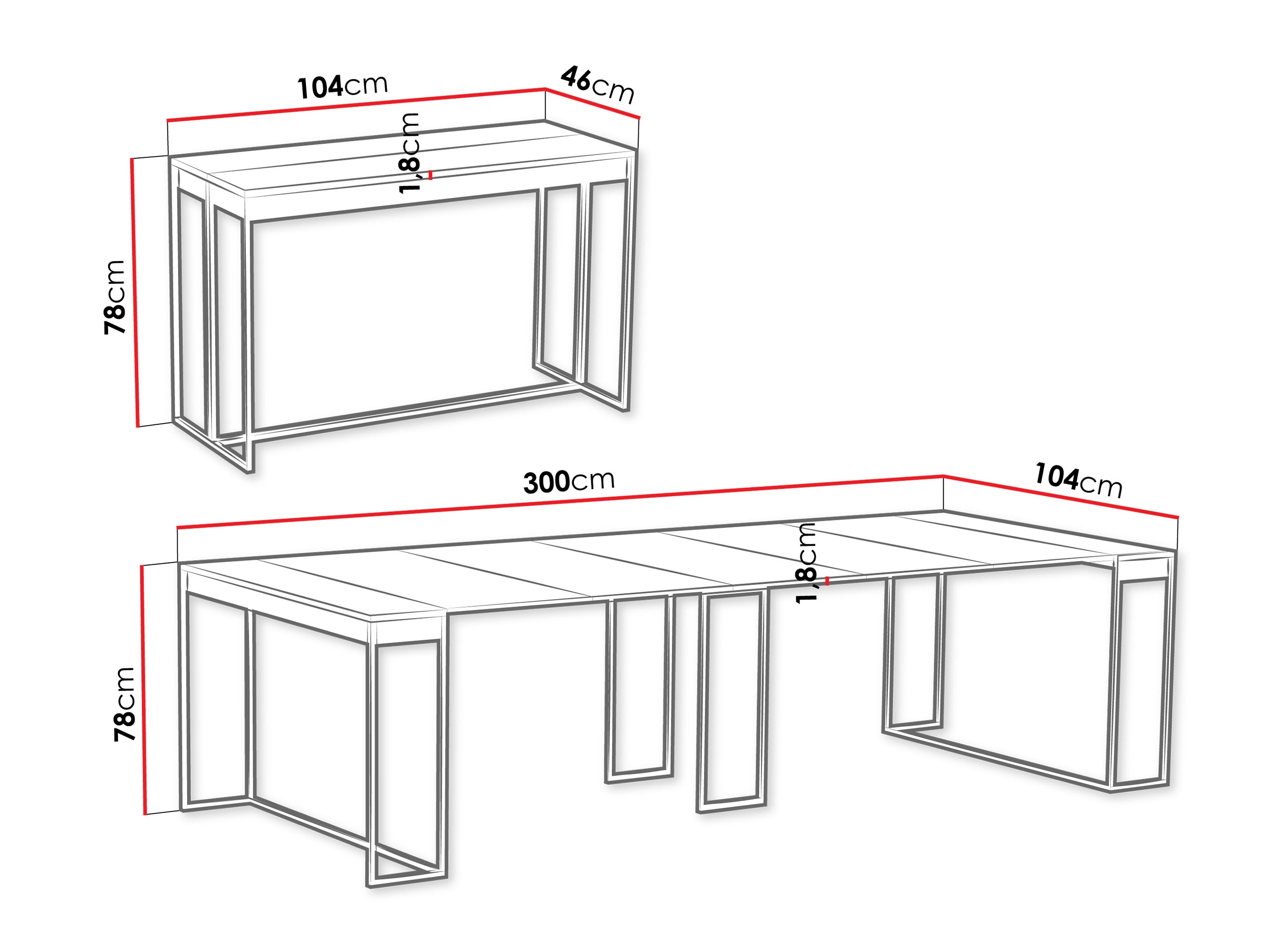 Сгъваема маса Oswego 180 (Черен + Craft дъб)