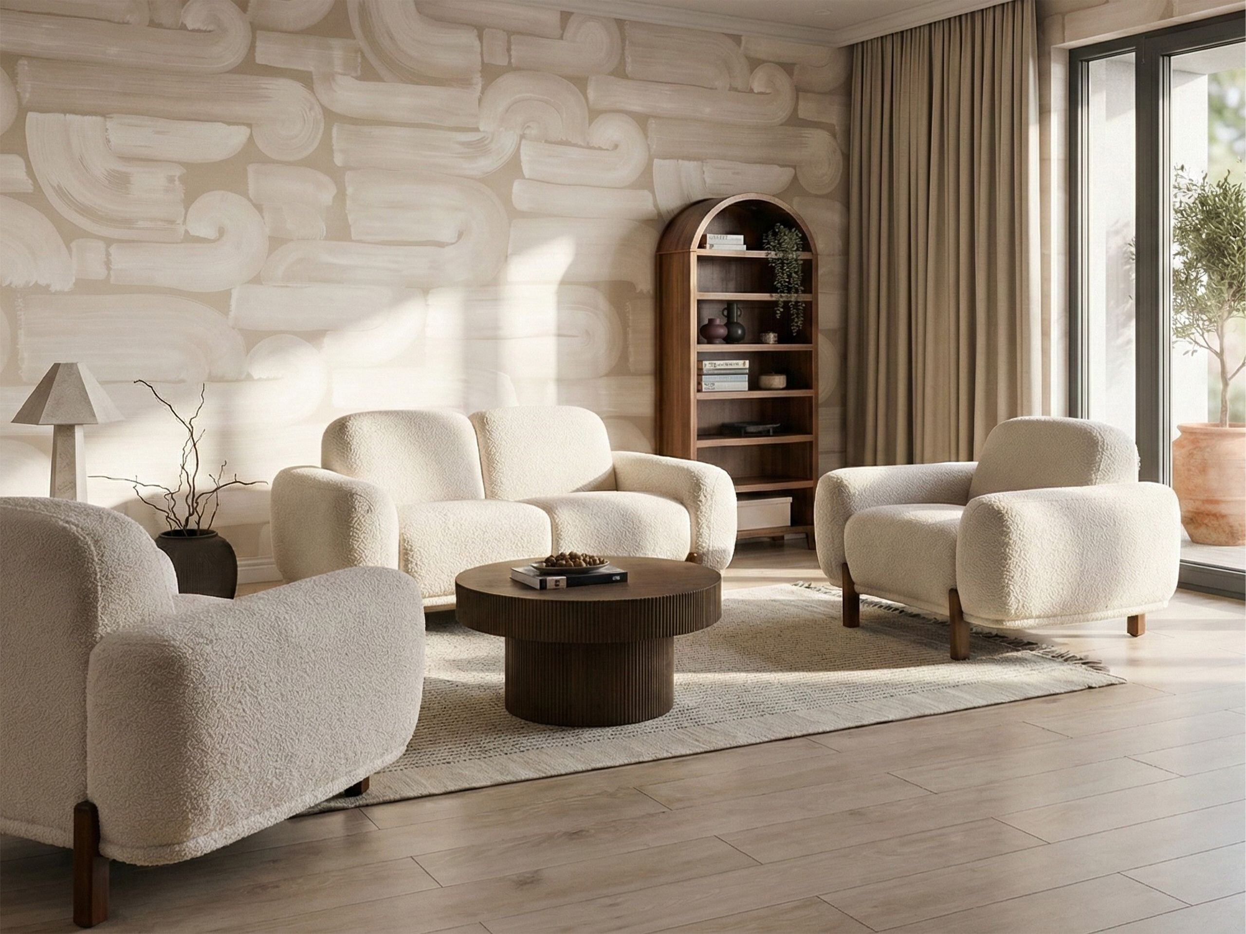 Комплект мека мебел Berwyn 3307 (Бял)