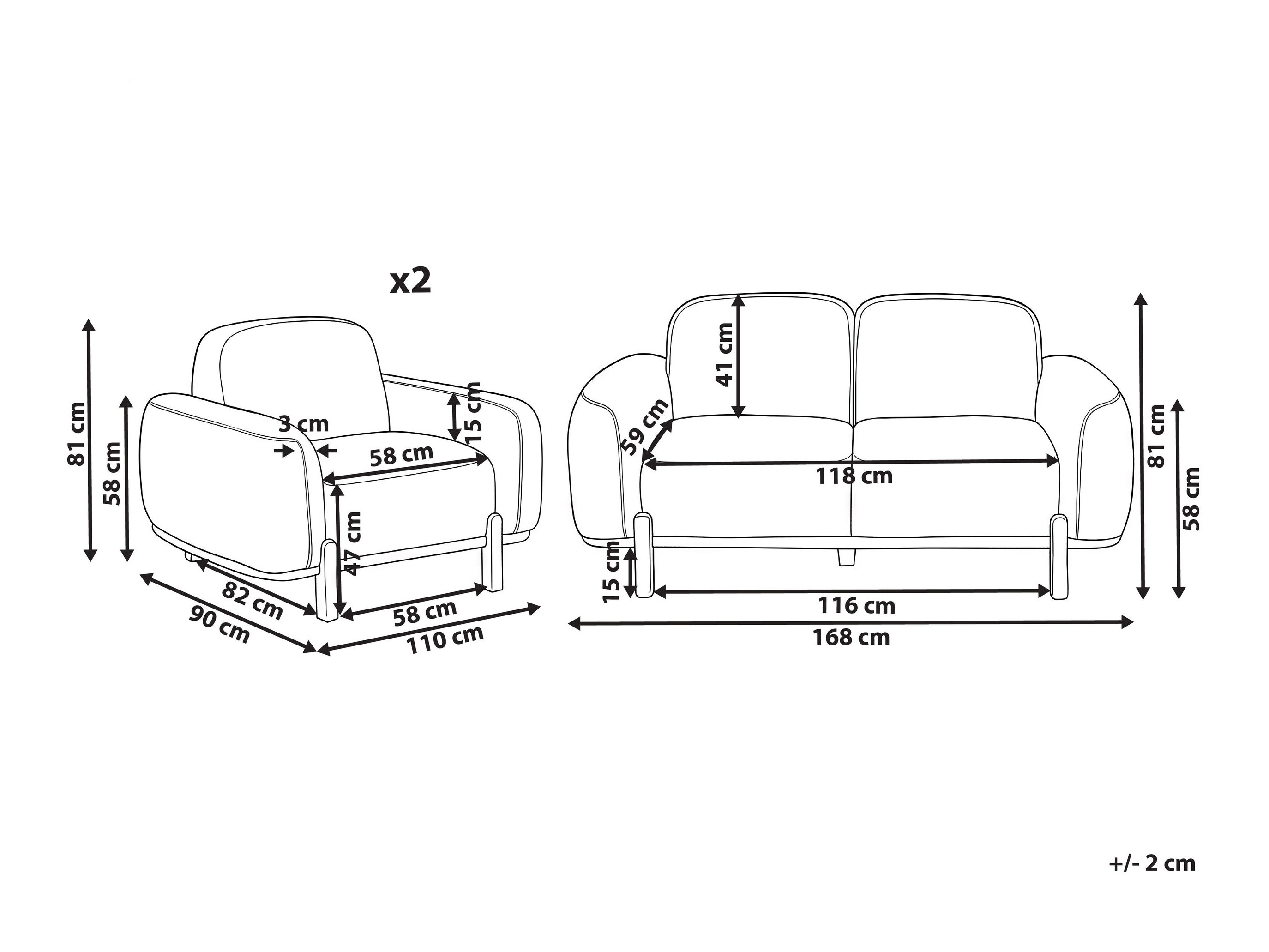 Комплект мека мебел Berwyn 3307 (Бял)