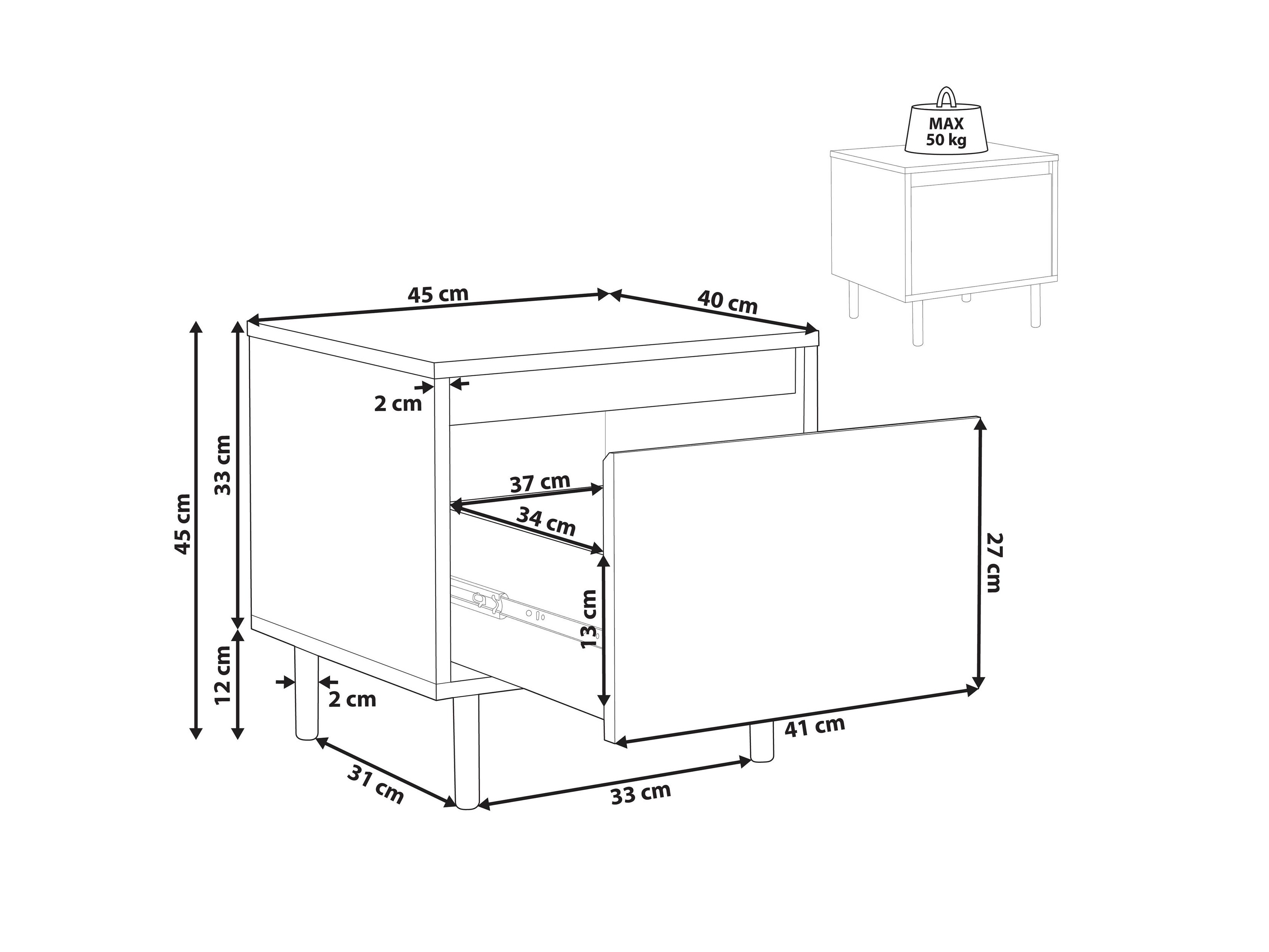 Нощно шкафче Berwyn 3309 (Тъмно дърво)