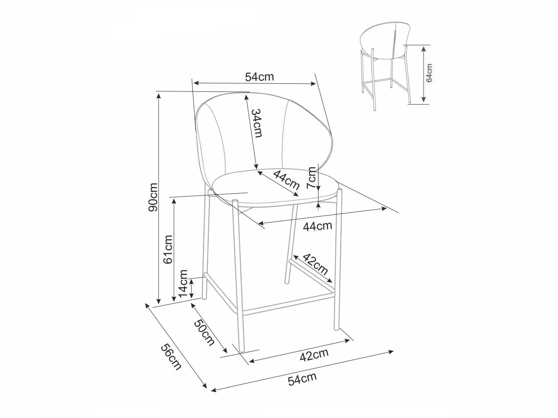 Нисък бар стол Detroit 947 (Сив + Черен)