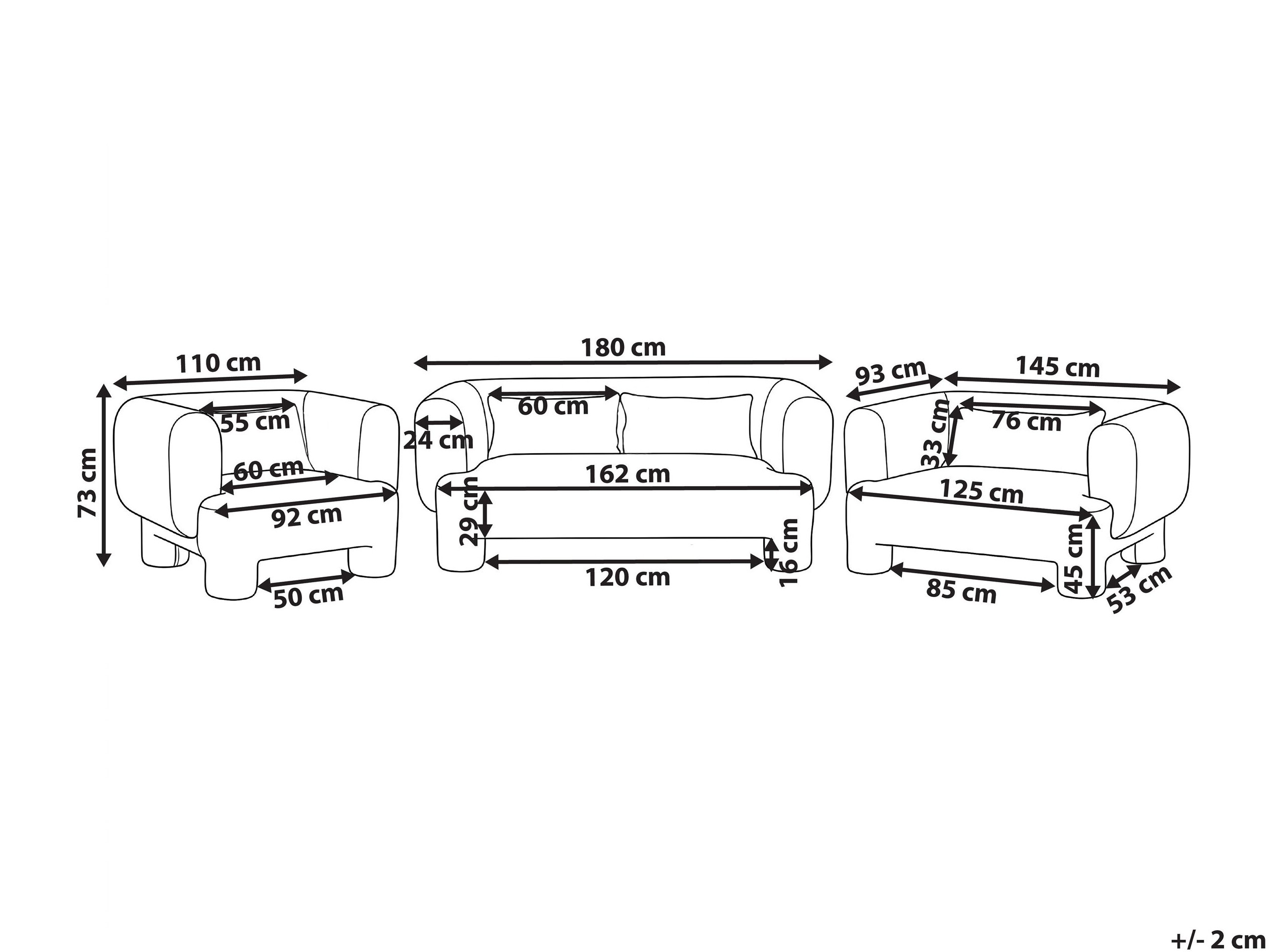 Комплект мека мебел Cavsali 104 (Бял)