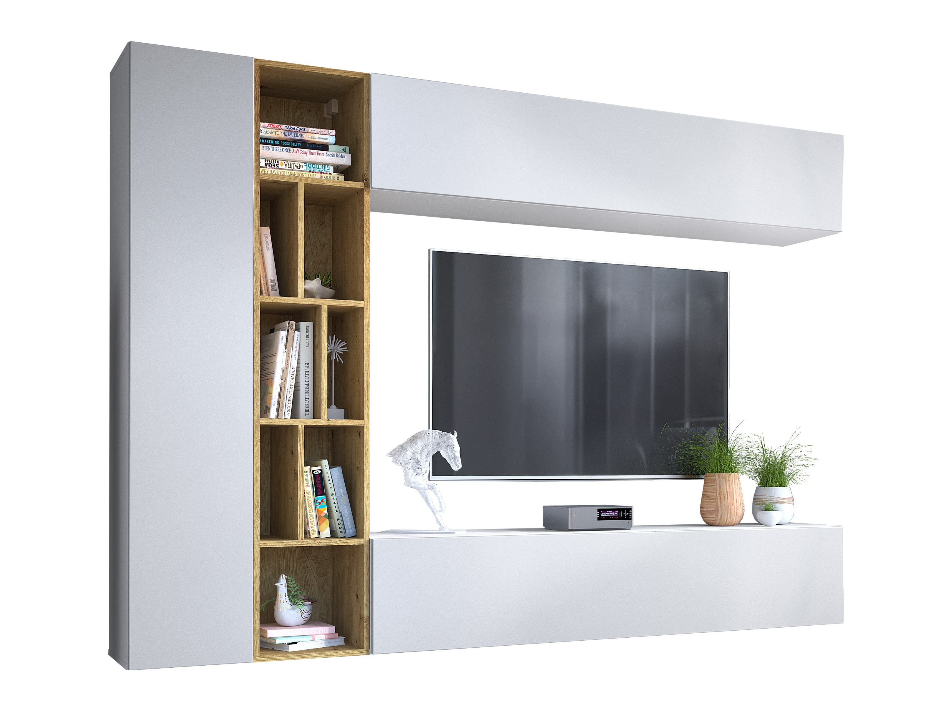 Комплект за хол Comfivo Natura (Бял + Artisan дъб)