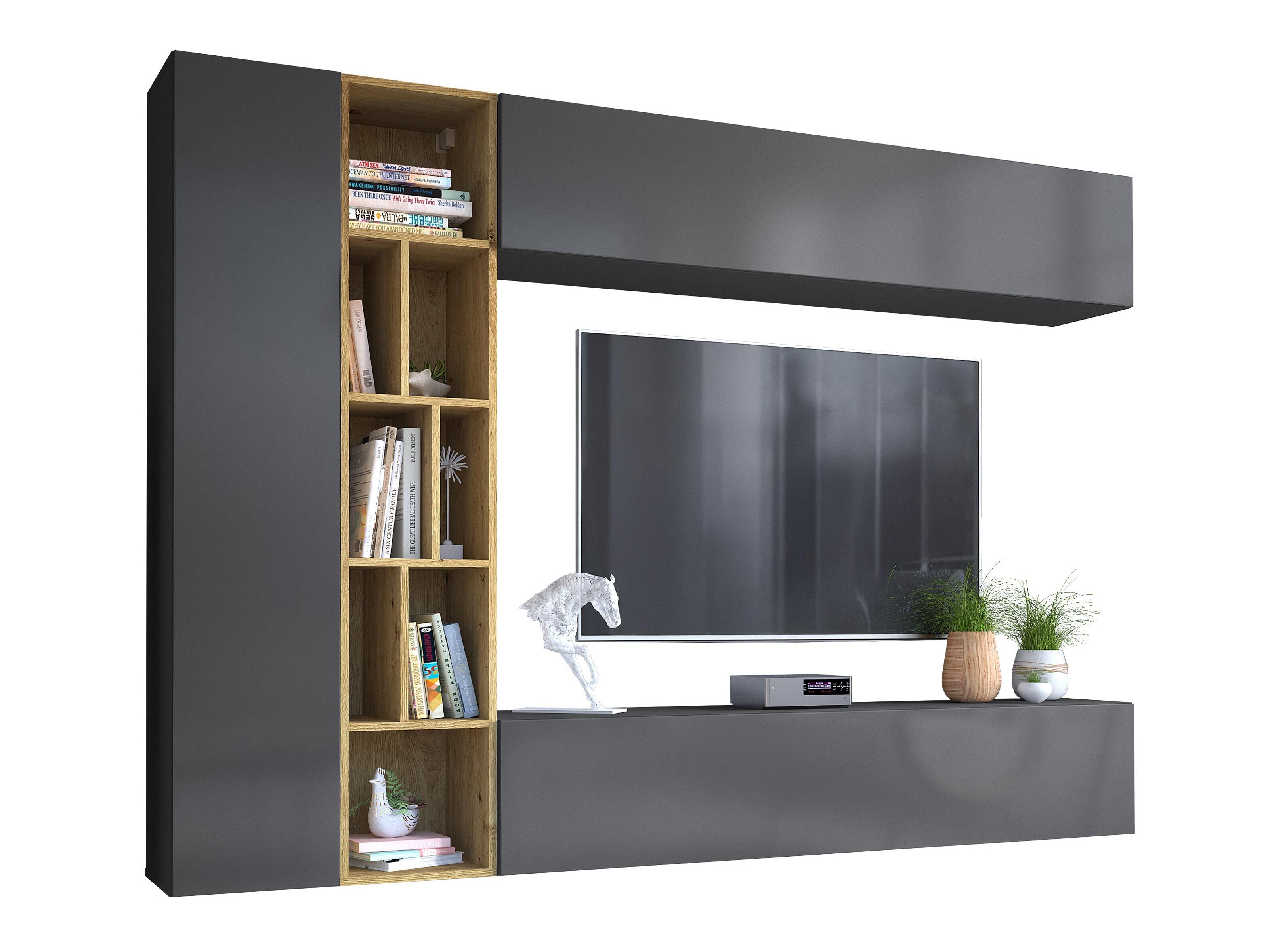 Комплект за хол Comfivo Natura (Сив + Artisan дъб)