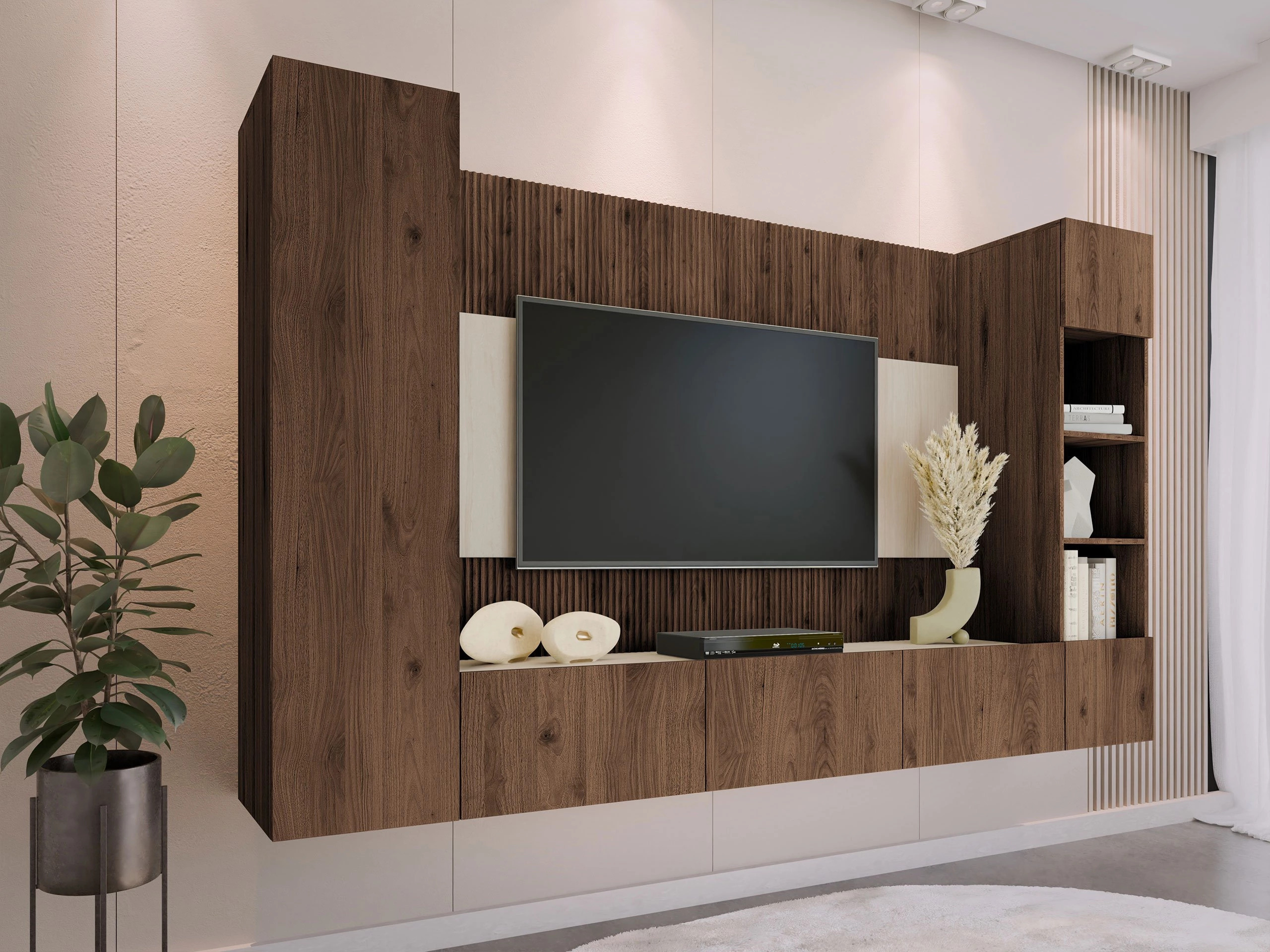 Комплект за хол Comfivo Salix IV (Орех + Лек травертин)