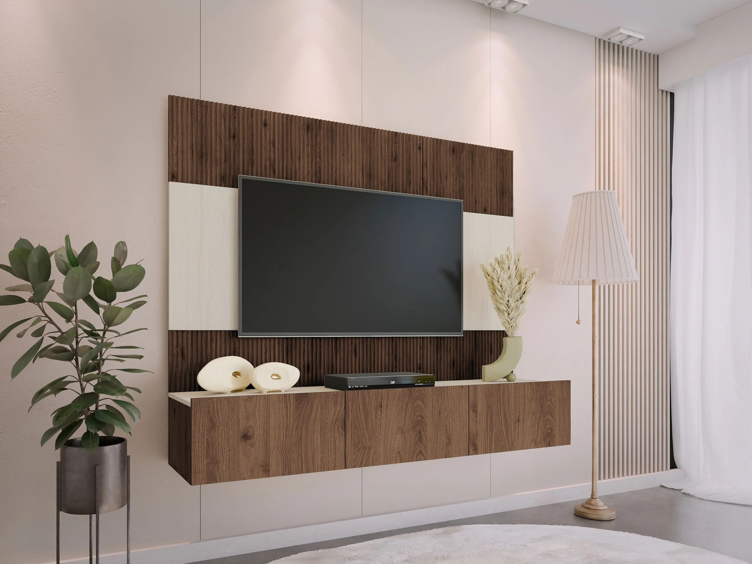 Комплект за хол Comfivo Salix (Орех + Лек травертин)