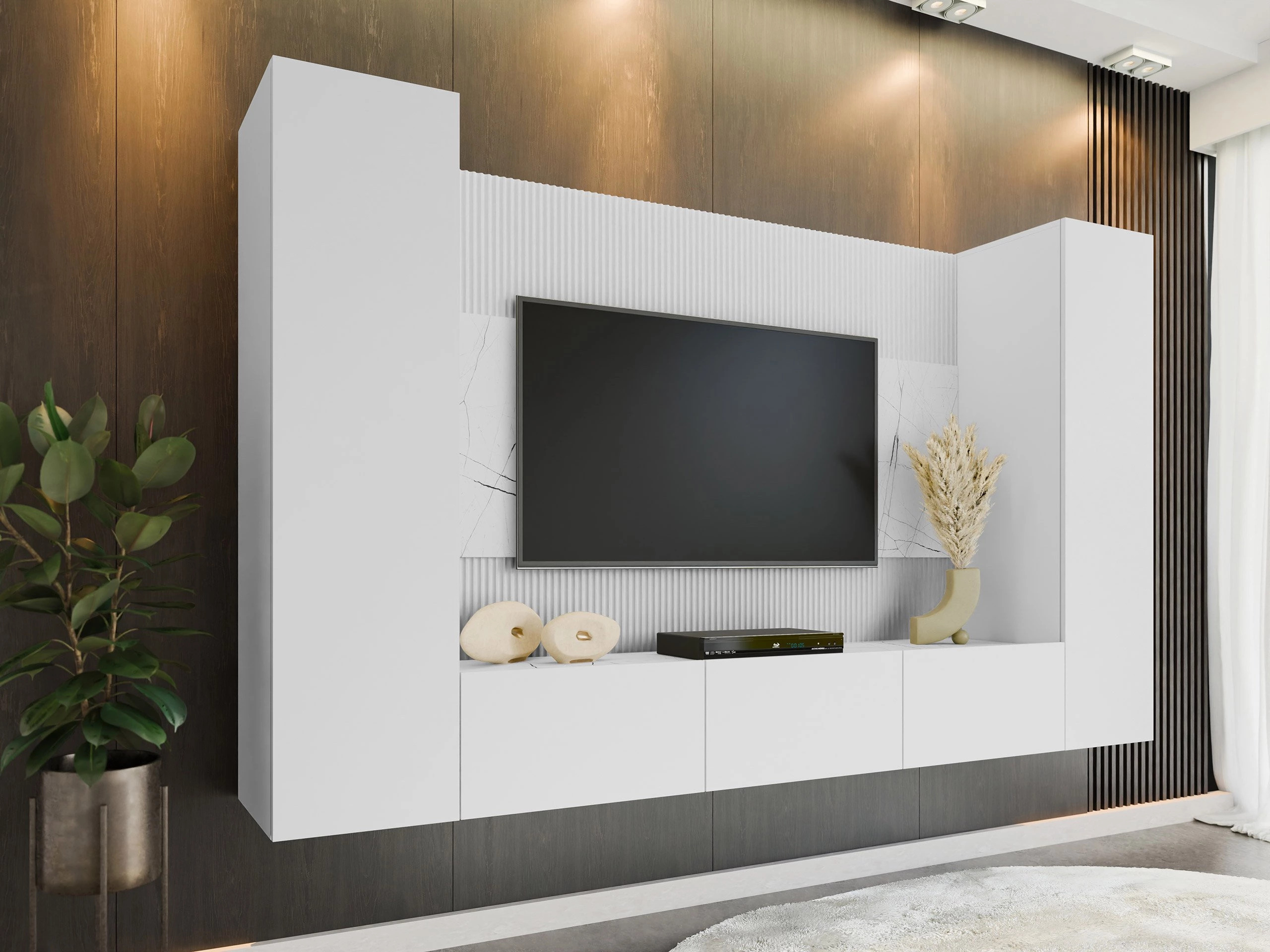 Комплект за хол Comfivo Salix V (Бял + Бял мрамор)