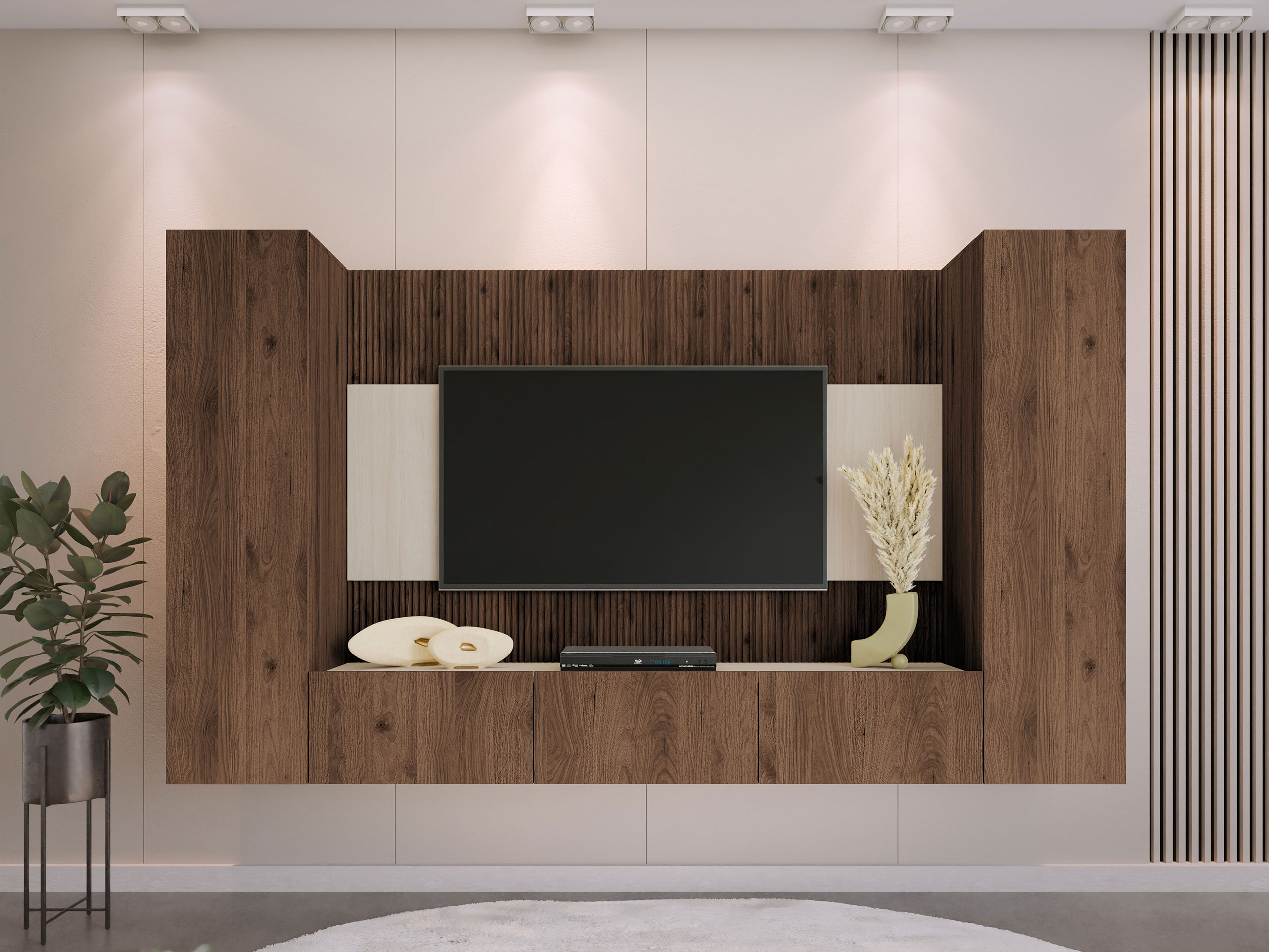 Комплект за хол Comfivo Salix V (Орех + Лек травертин)