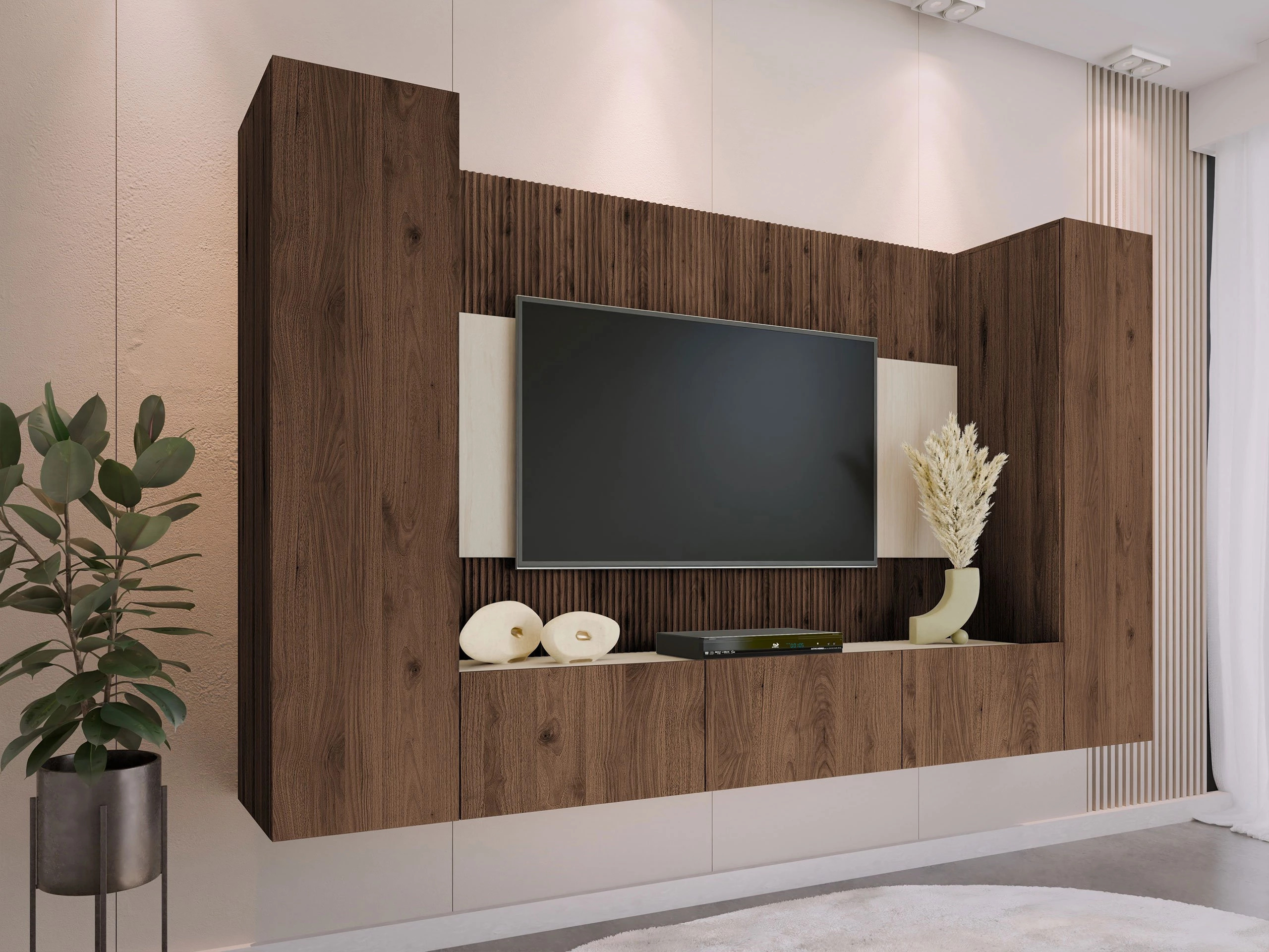 Комплект за хол Comfivo Salix V (Орех + Лек травертин)
