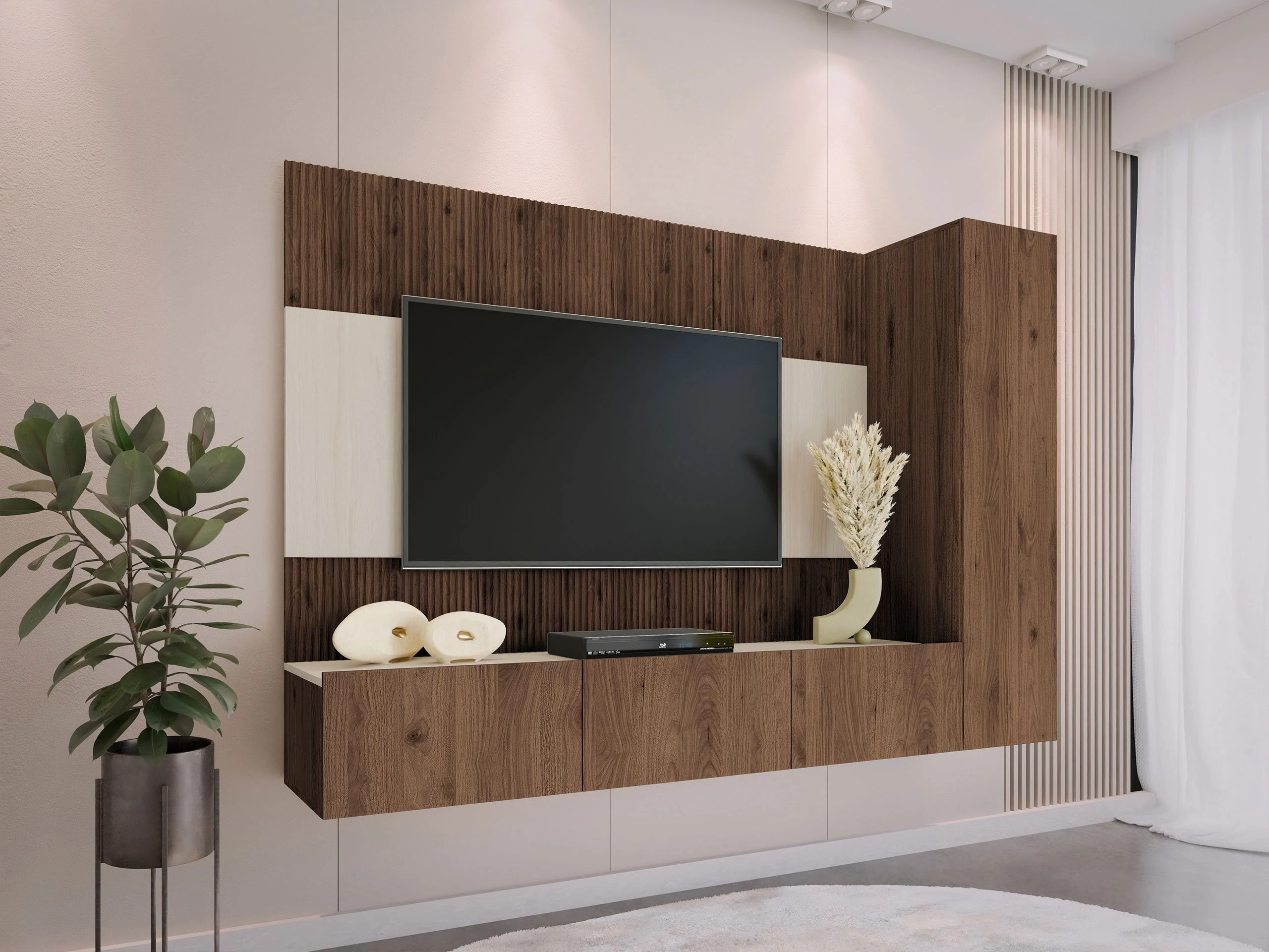 Комплект за хол Comfivo Salix VI (Орех + Лек травертин)
