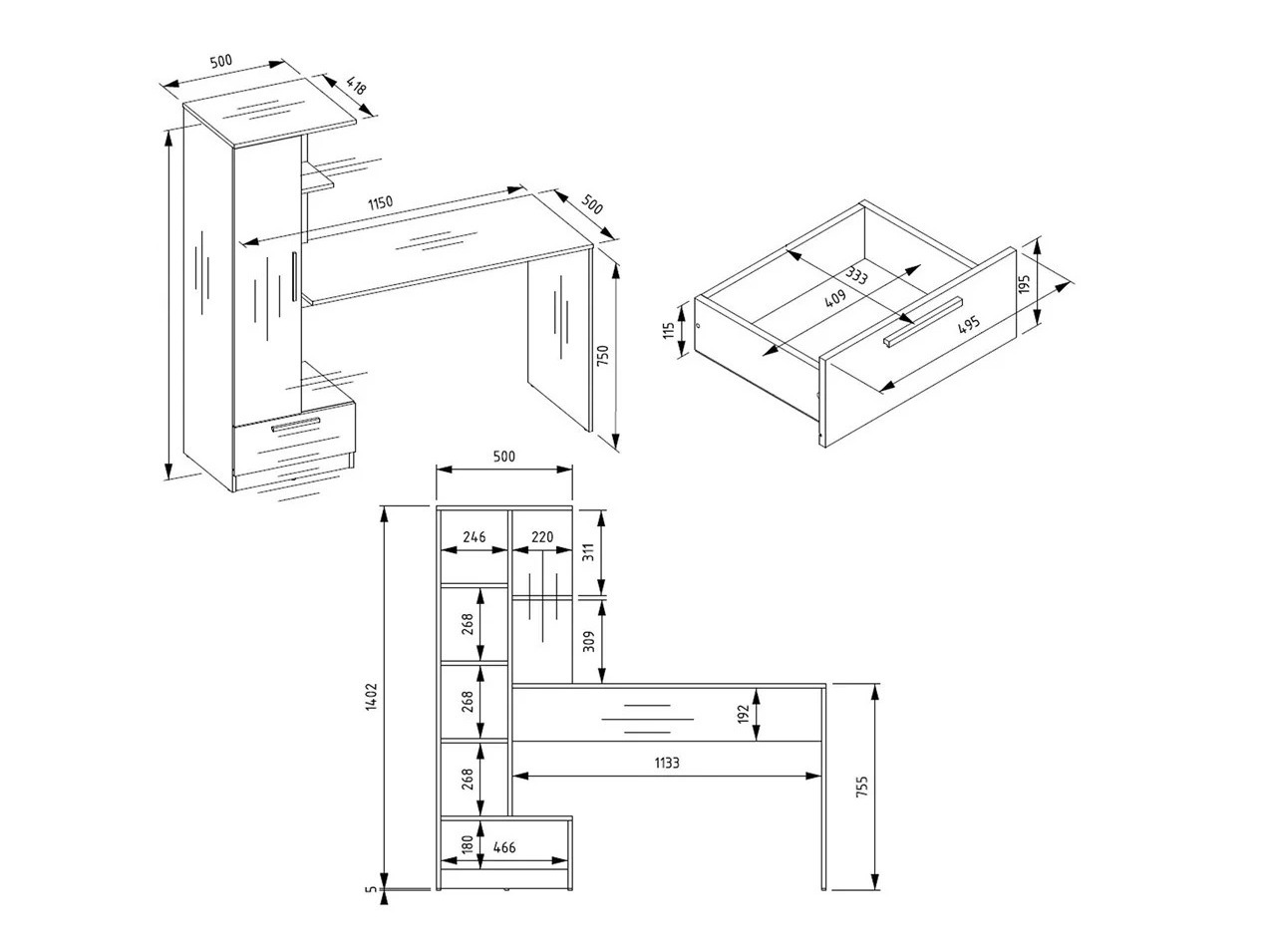 Офис бюро Mandeville 321 (Сонома дъб)