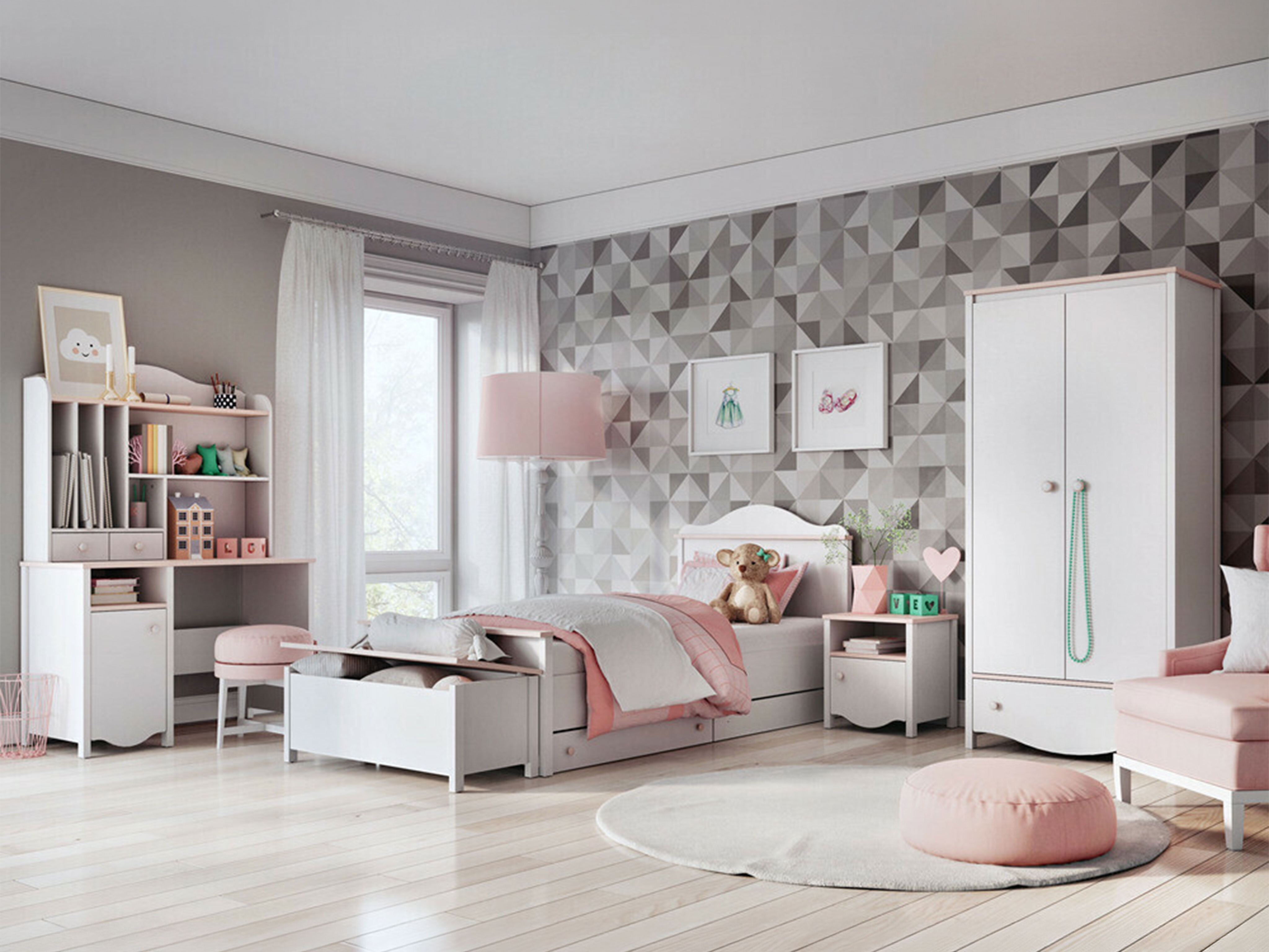 Кутия за съхранение Velferi 120 (Бял + Роза)