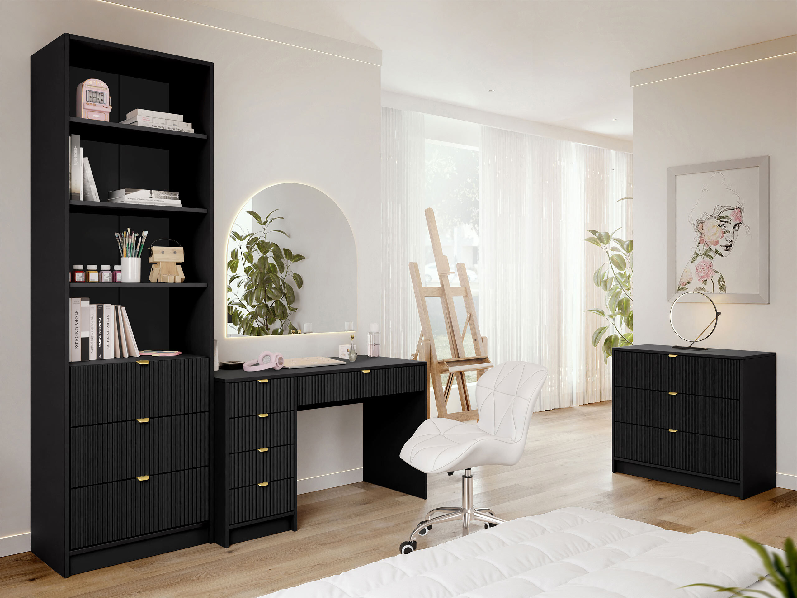 Комплект за домашен офис Comfivo Papilio V (Черен)