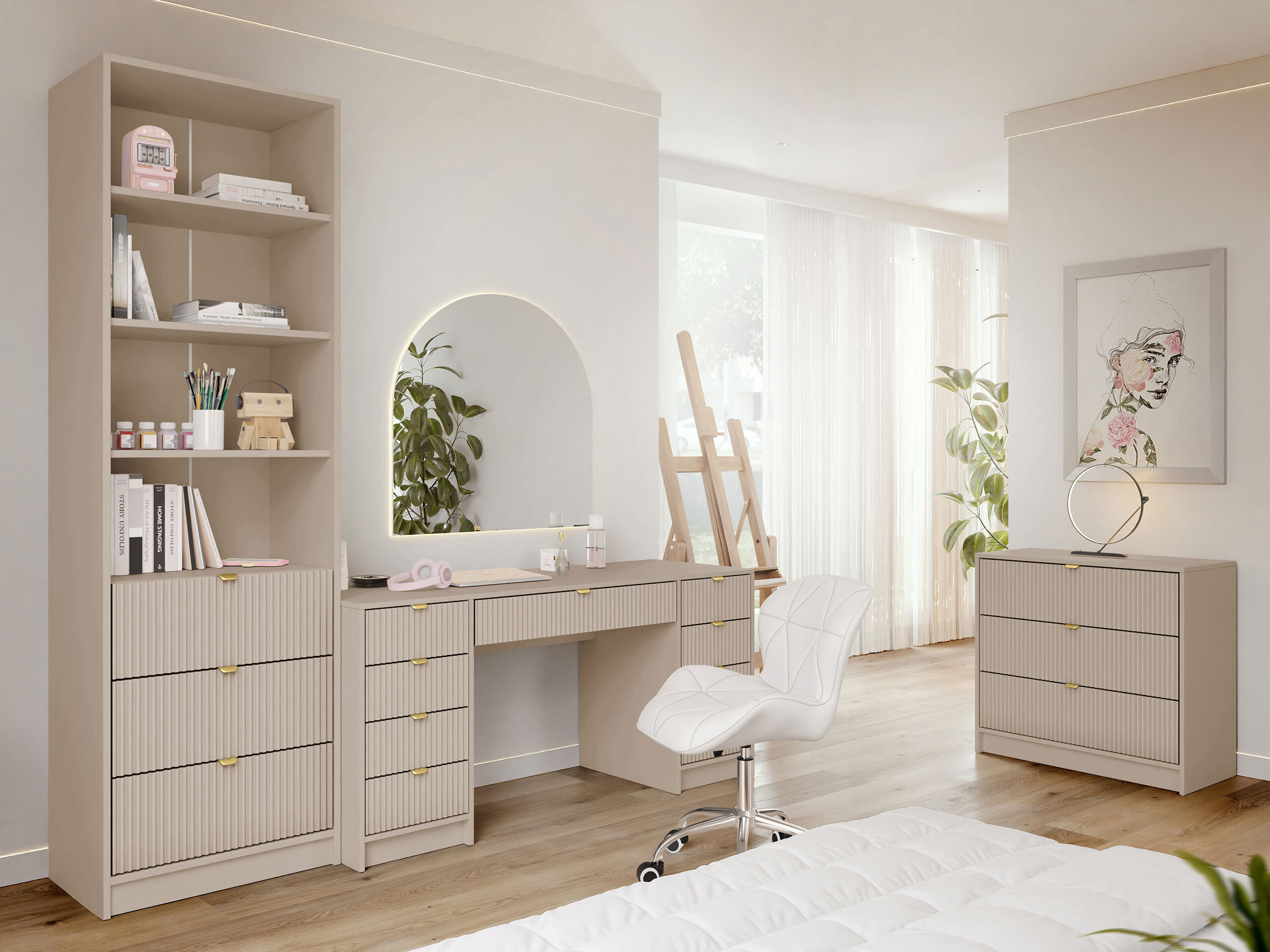 Комплект за домашен офис Comfivo Papilio VI (Бежов)