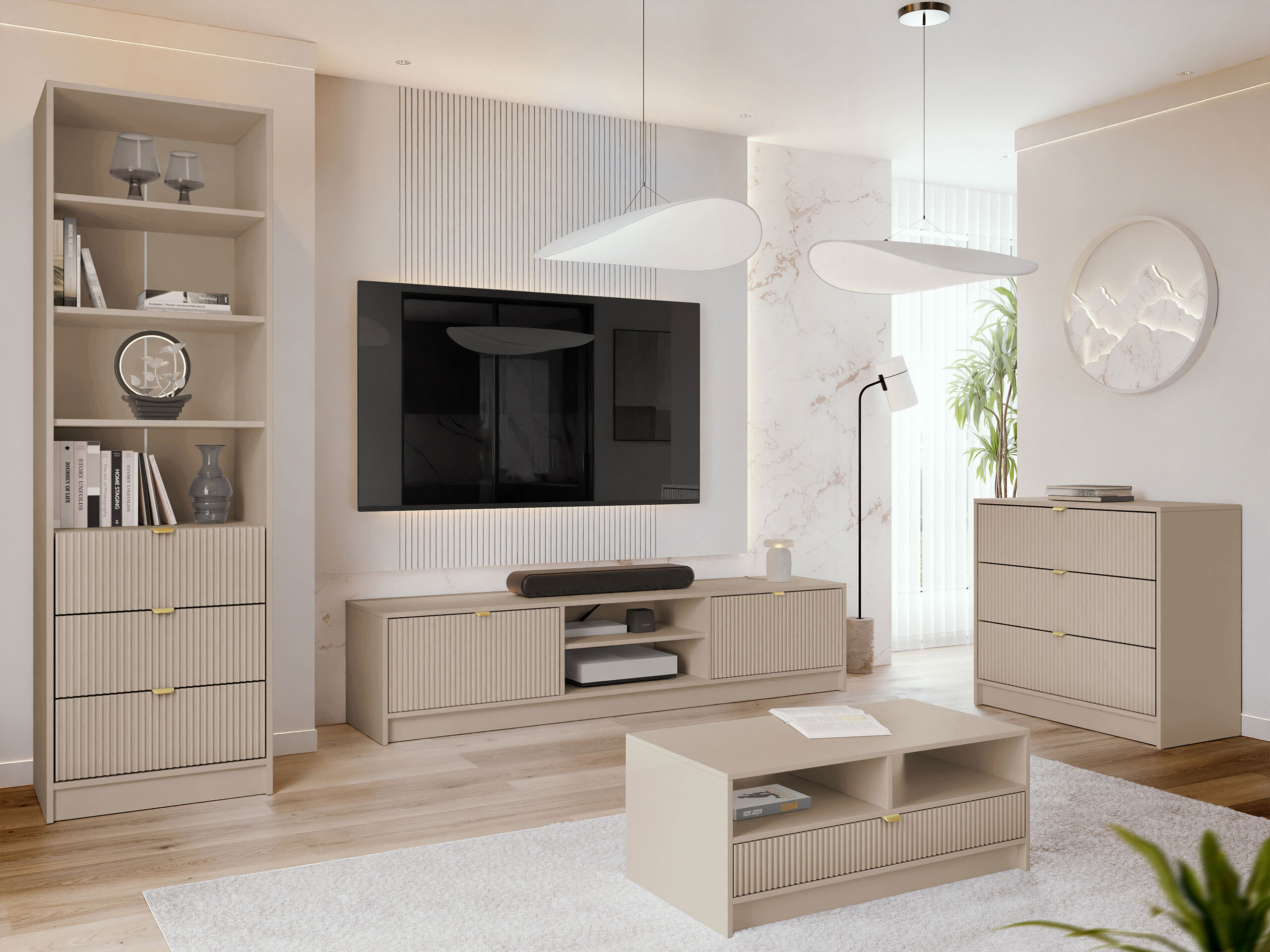 Комплект за хол Comfivo Papilio VII (Бежов)