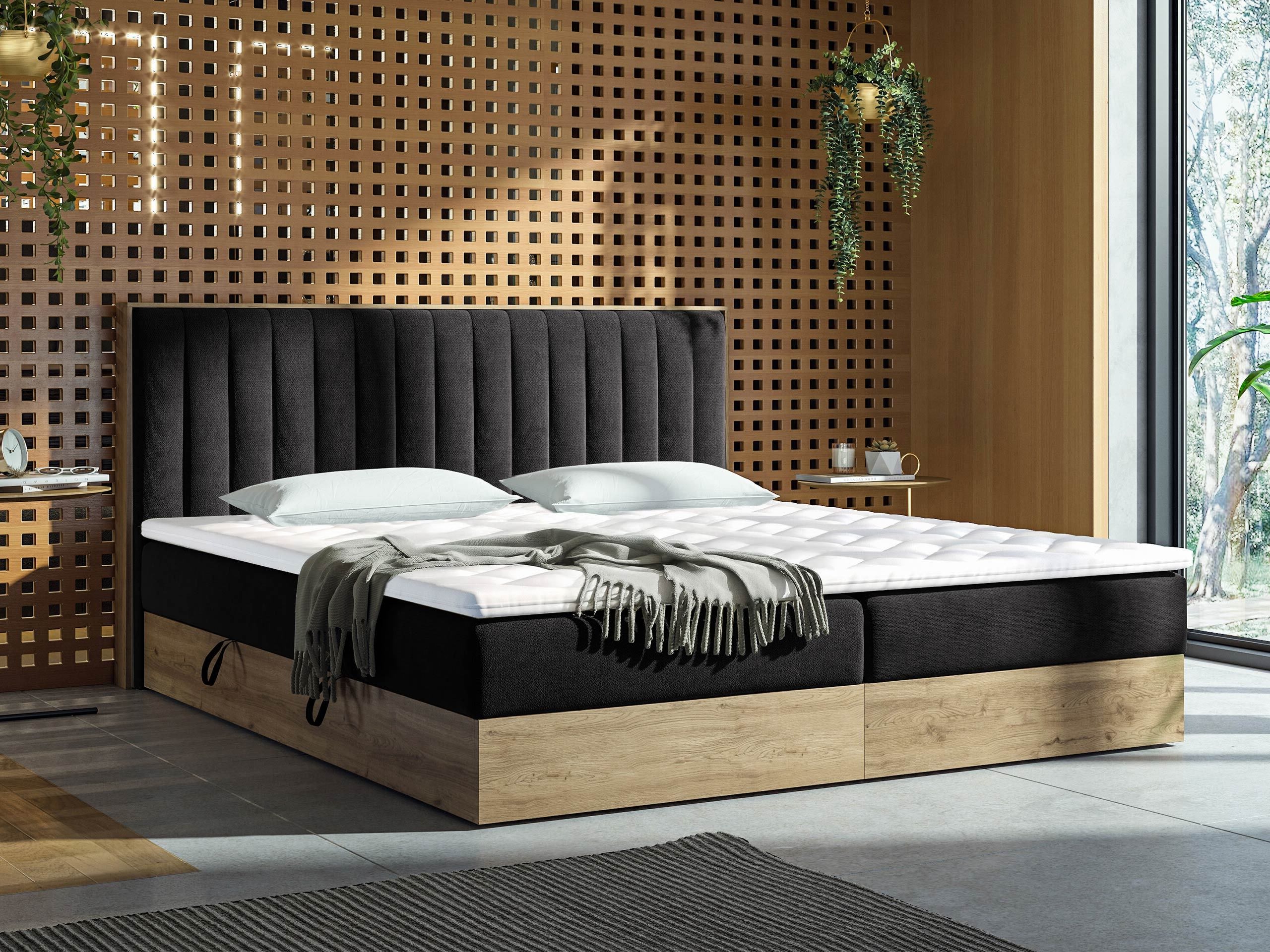 Континентално легло ComfiDream Odelra (Златен дъб + Soro 100)