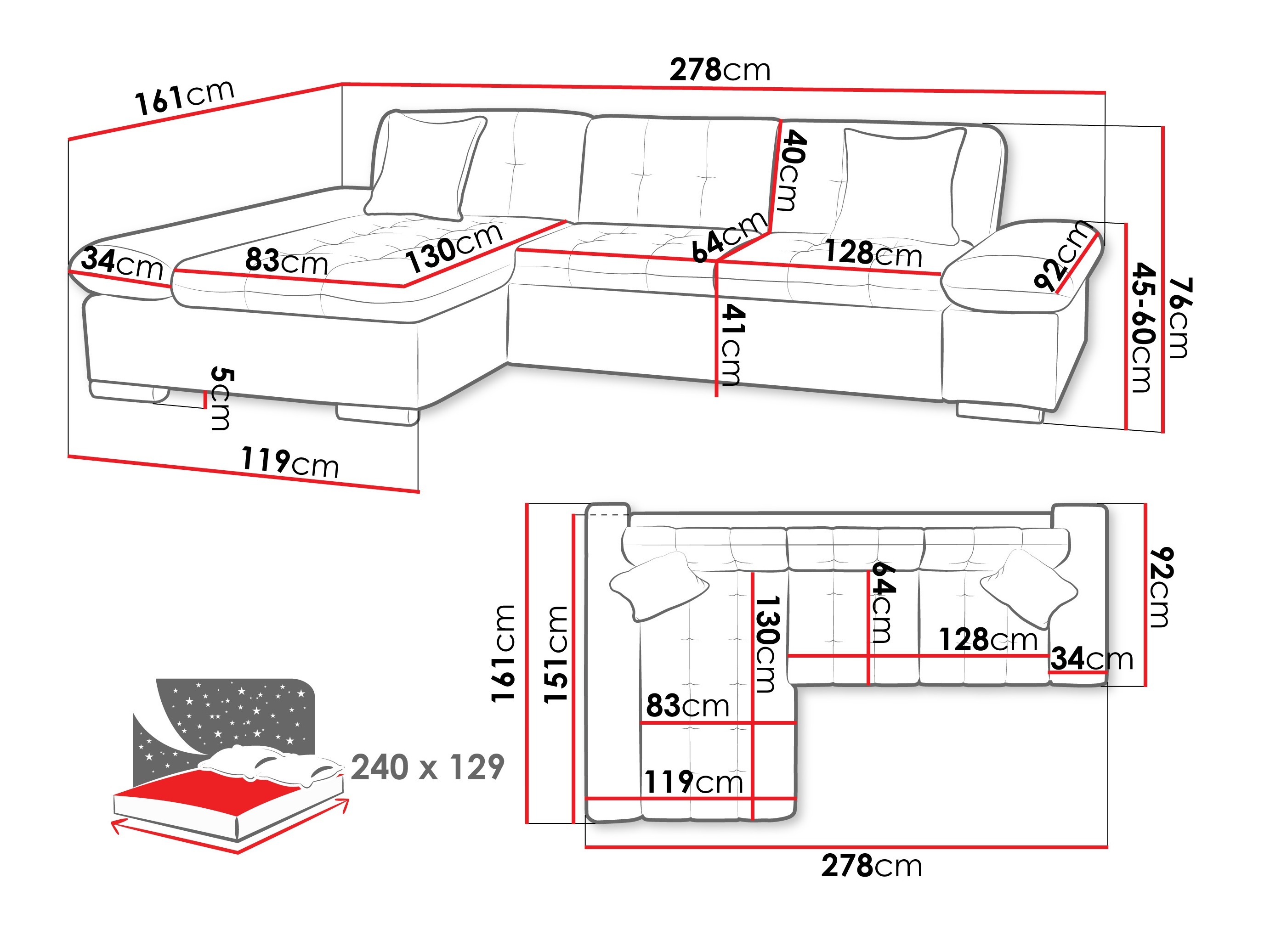 Ъглов диван Comfivo Sanitas I (Lumo 55)