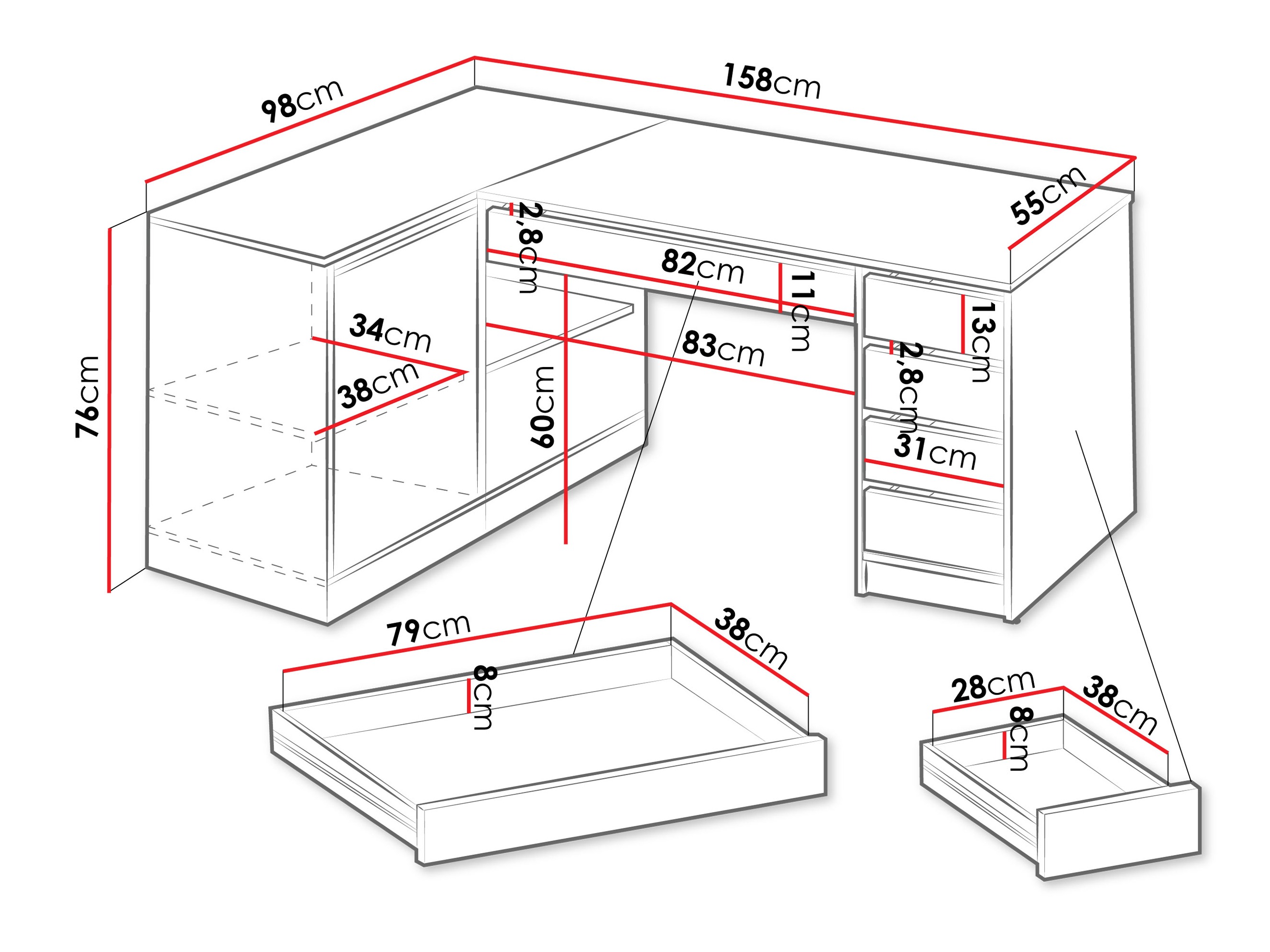 Ъглово офис бюро Comfivo 568 (Бежов)