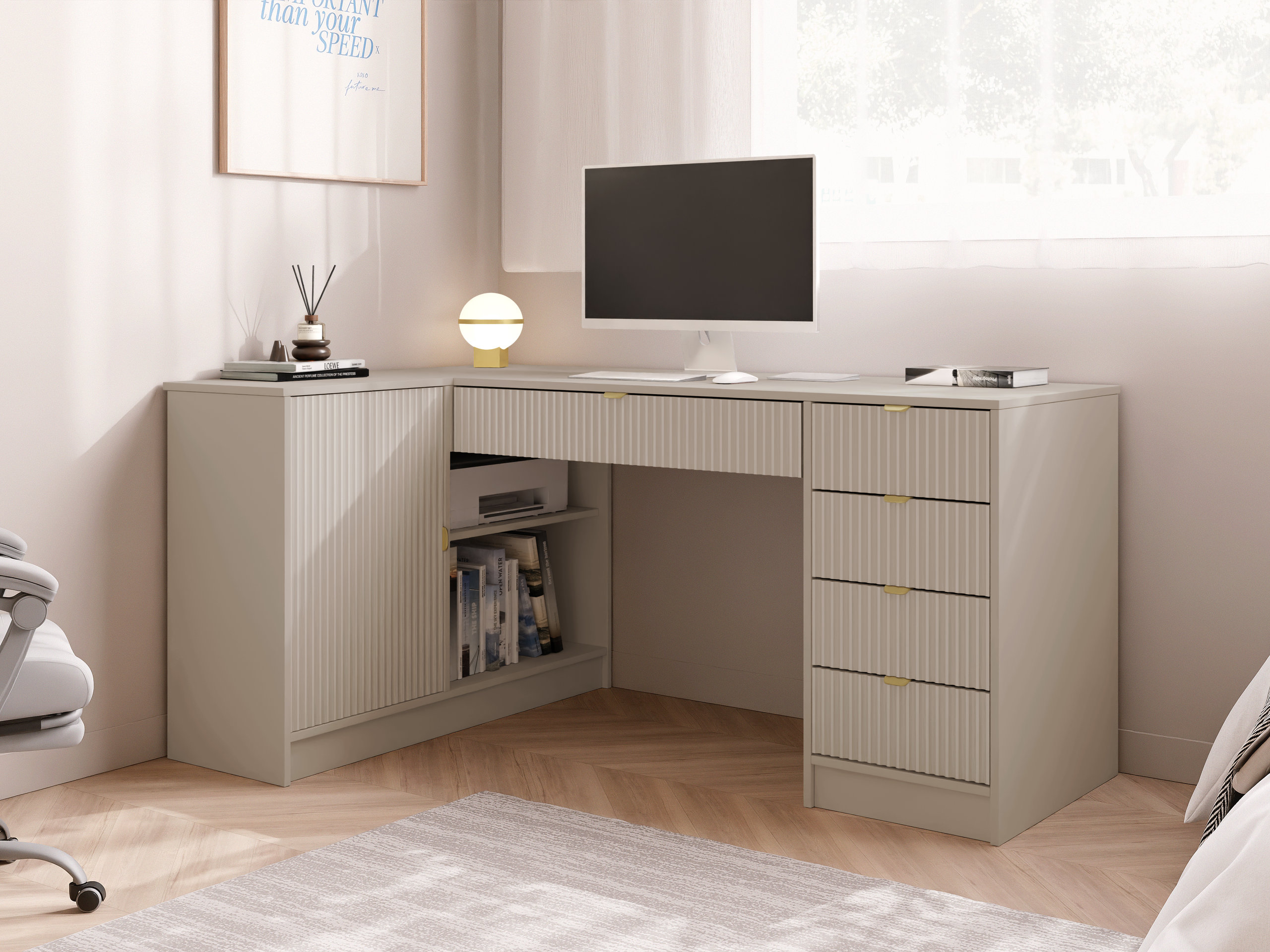 Ъглово офис бюро Comfivo Papilio II (Бежов)