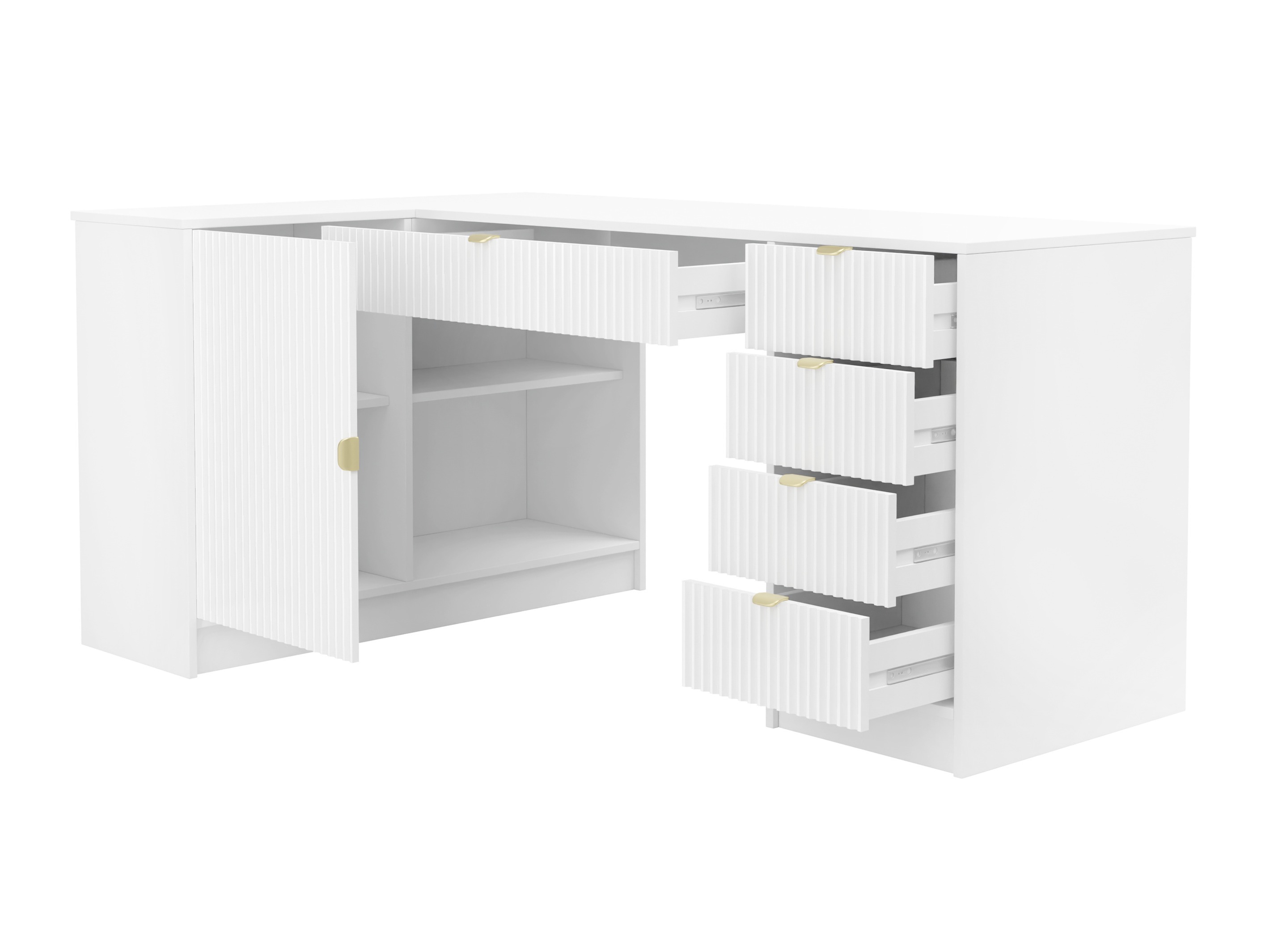 Ъглово офис бюро Comfivo Papilio II (Бял)