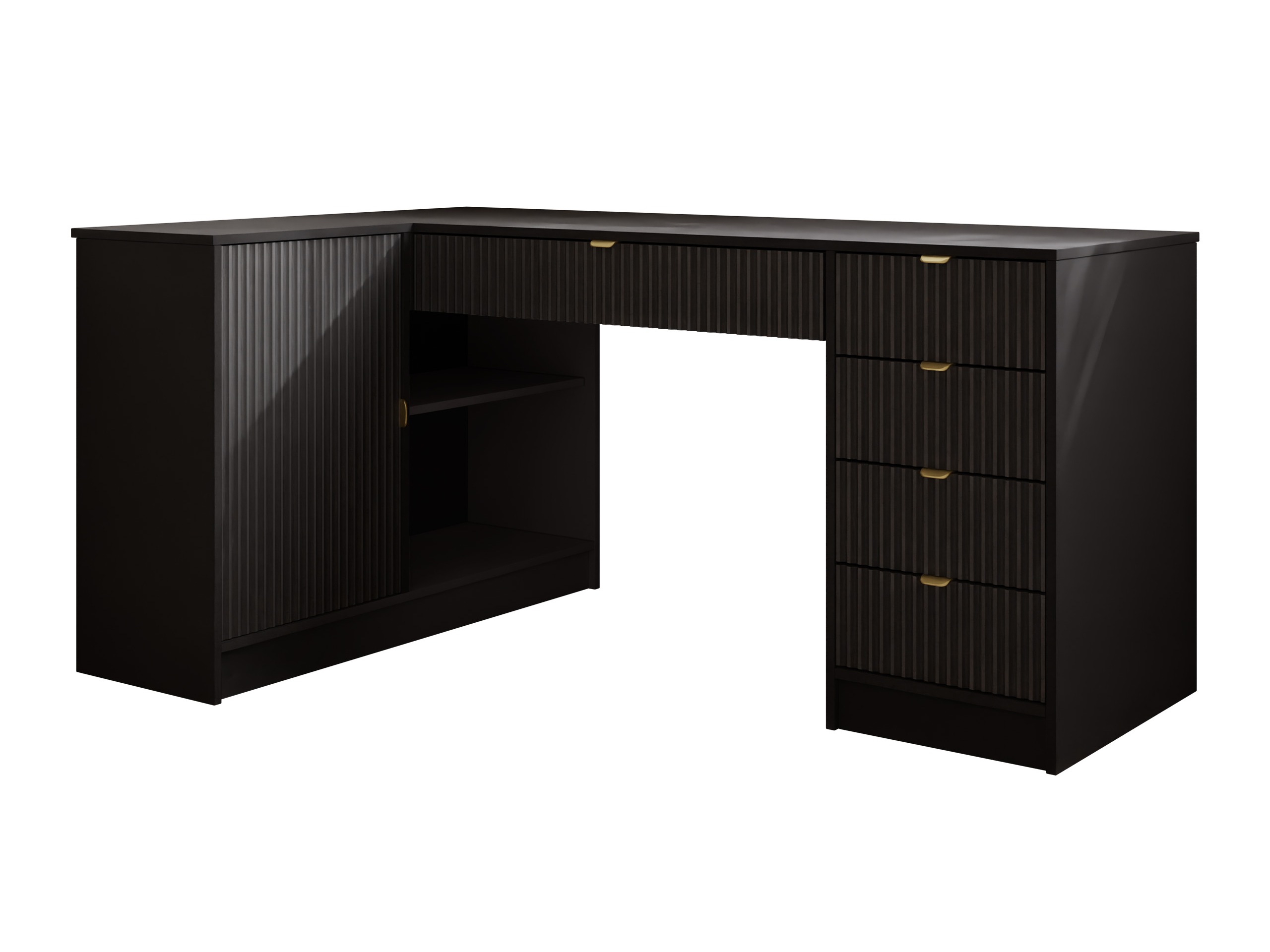 Ъглово офис бюро Comfivo Papilio II (Черен)