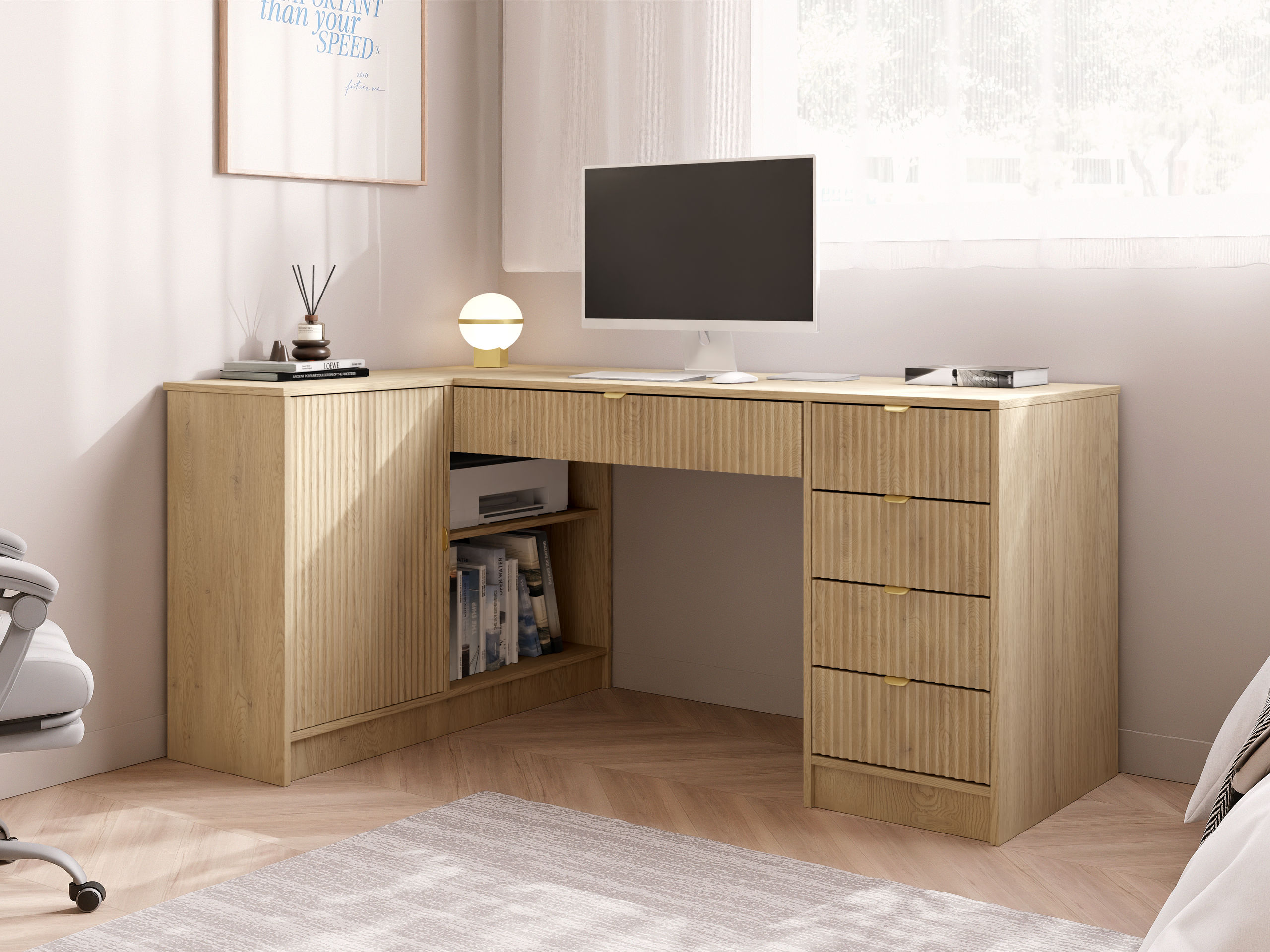 Ъглово офис бюро Comfivo Papilio II (Дъб)