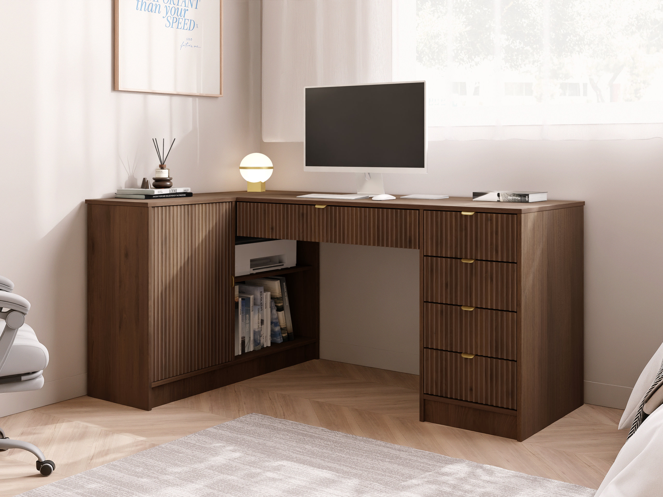 Ъглово офис бюро Comfivo Papilio II (Орех)