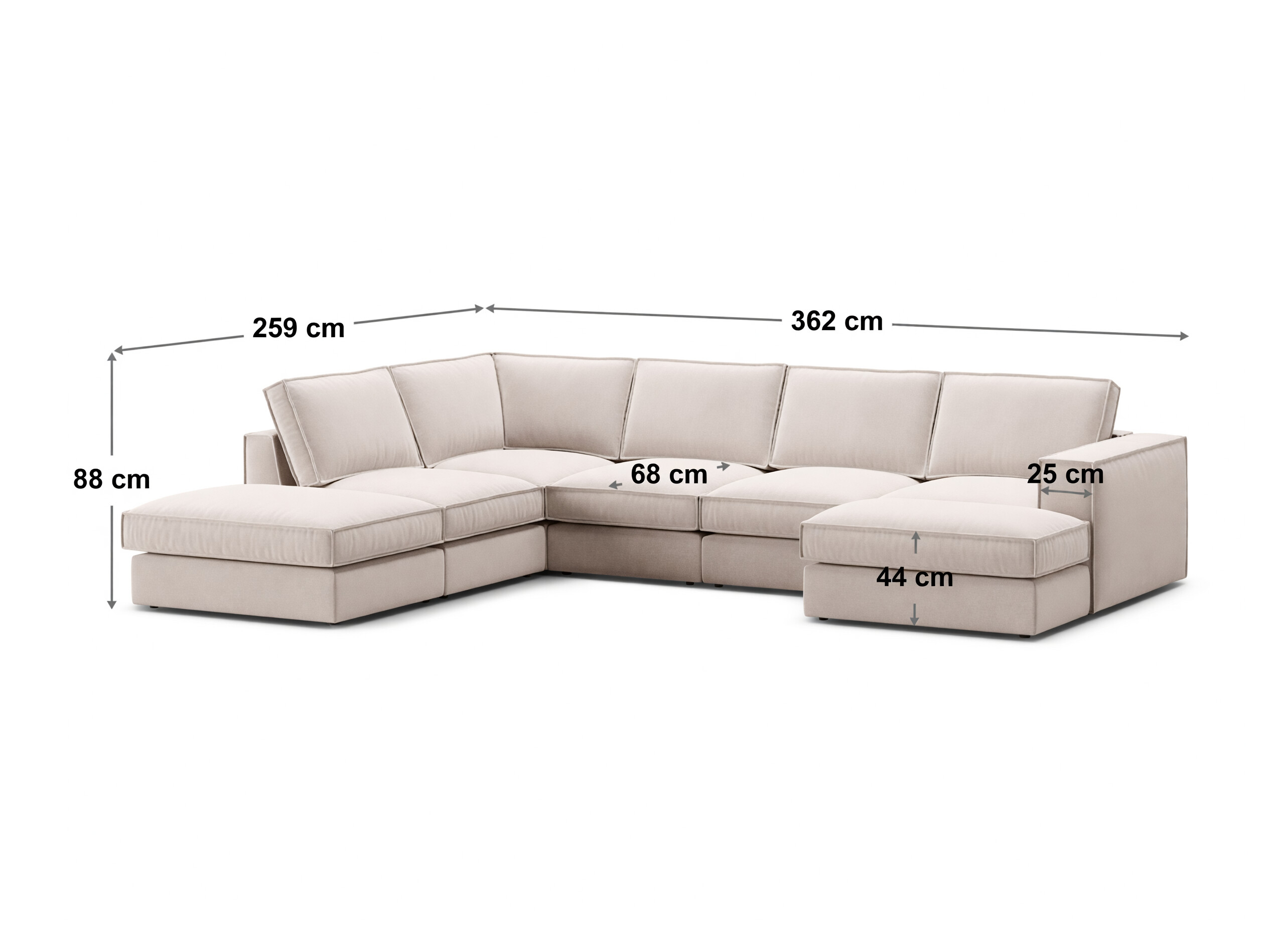 Модулен ъглов диван Dalodei 114 (Babel Light grey)