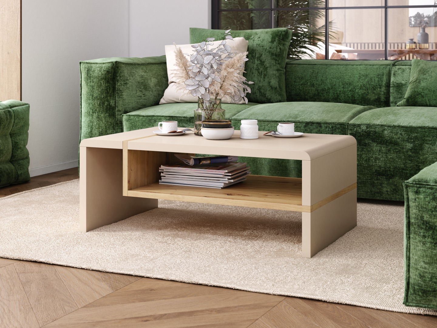 Масичка за кафе Glendale 102 (Бежов + Artisan дъб)