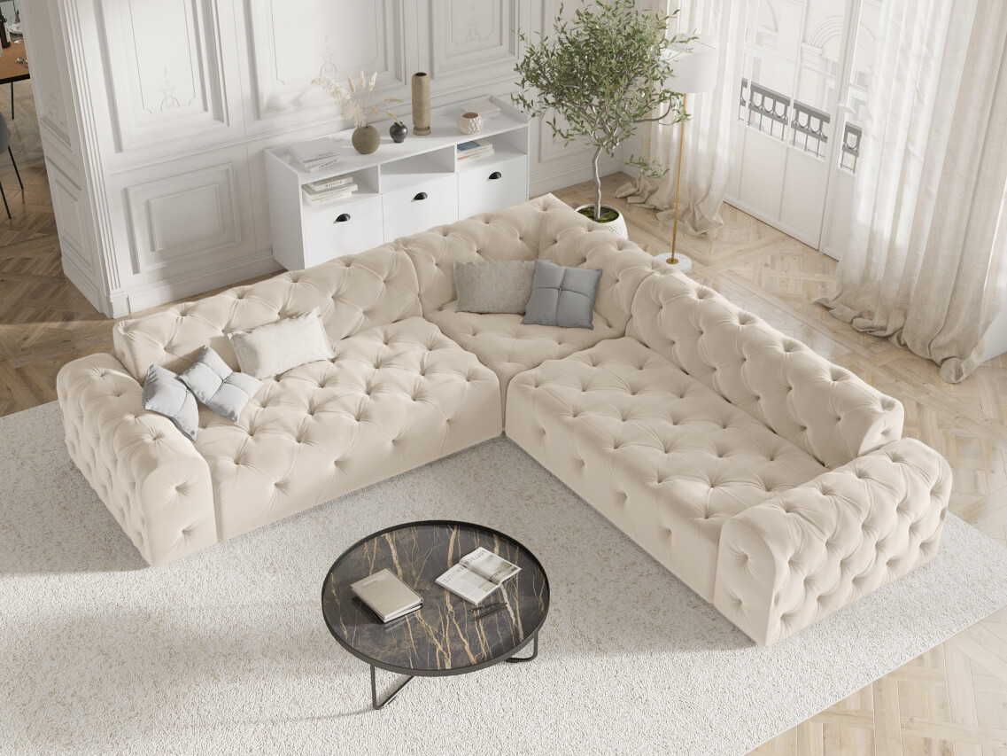 Chesterfield ъглов диван Lartiva 104 (Opera Сметана)