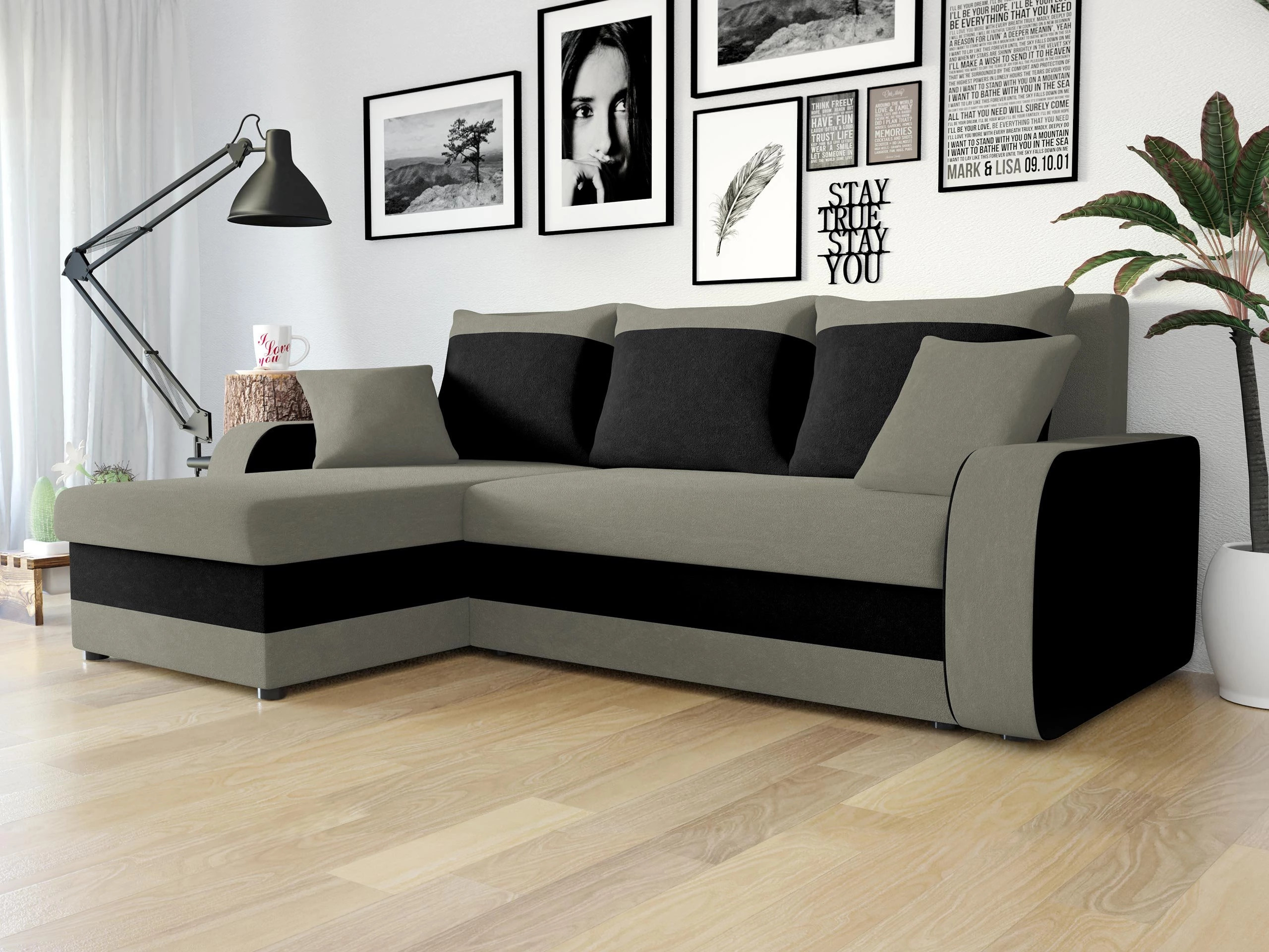 Ъглов диван Comfivo Melissa I (Mikrofaza 0014 + Mikrofaza 0015)