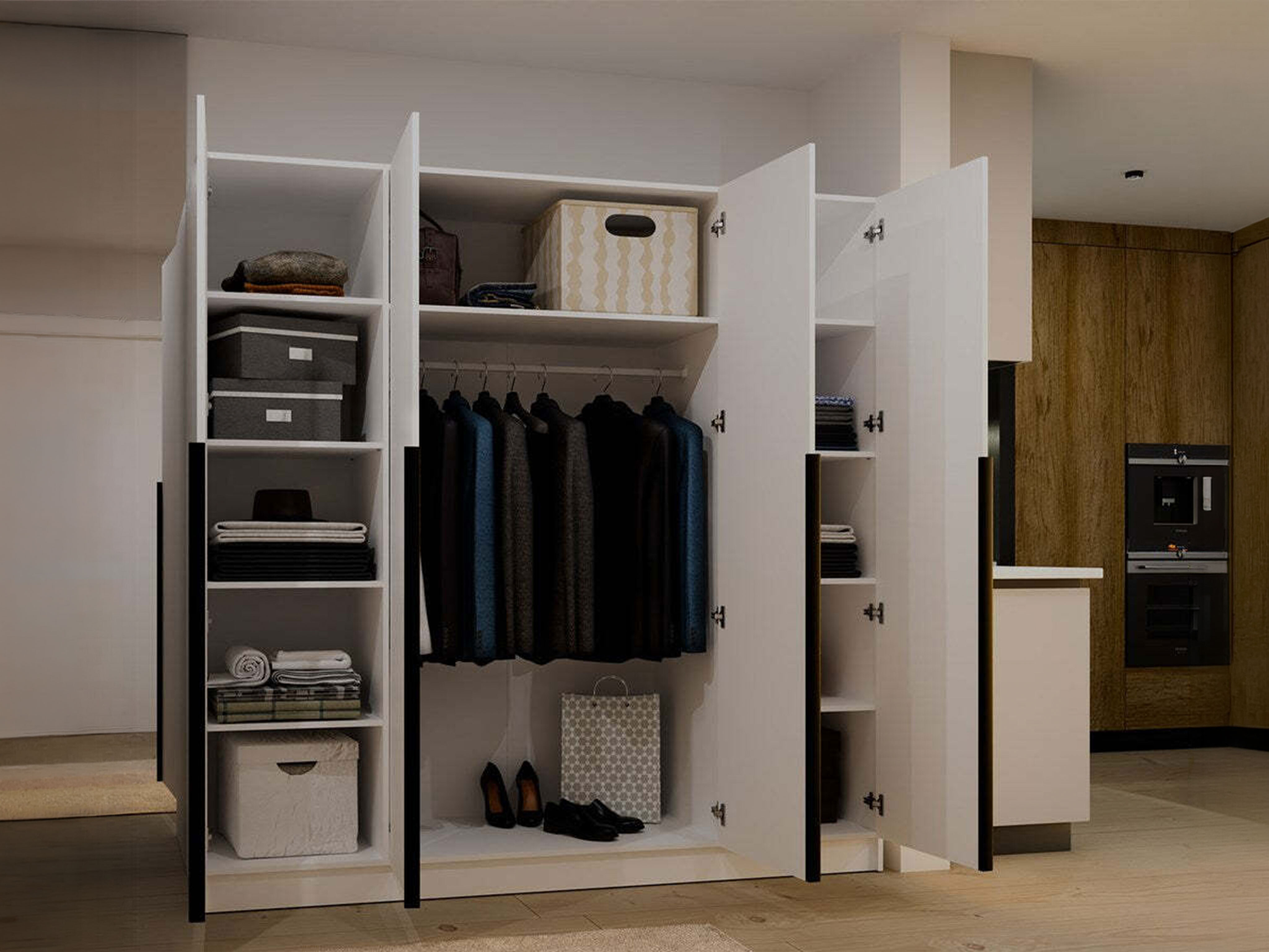 Гардероб Mandeville 370 (Бял + Черен)