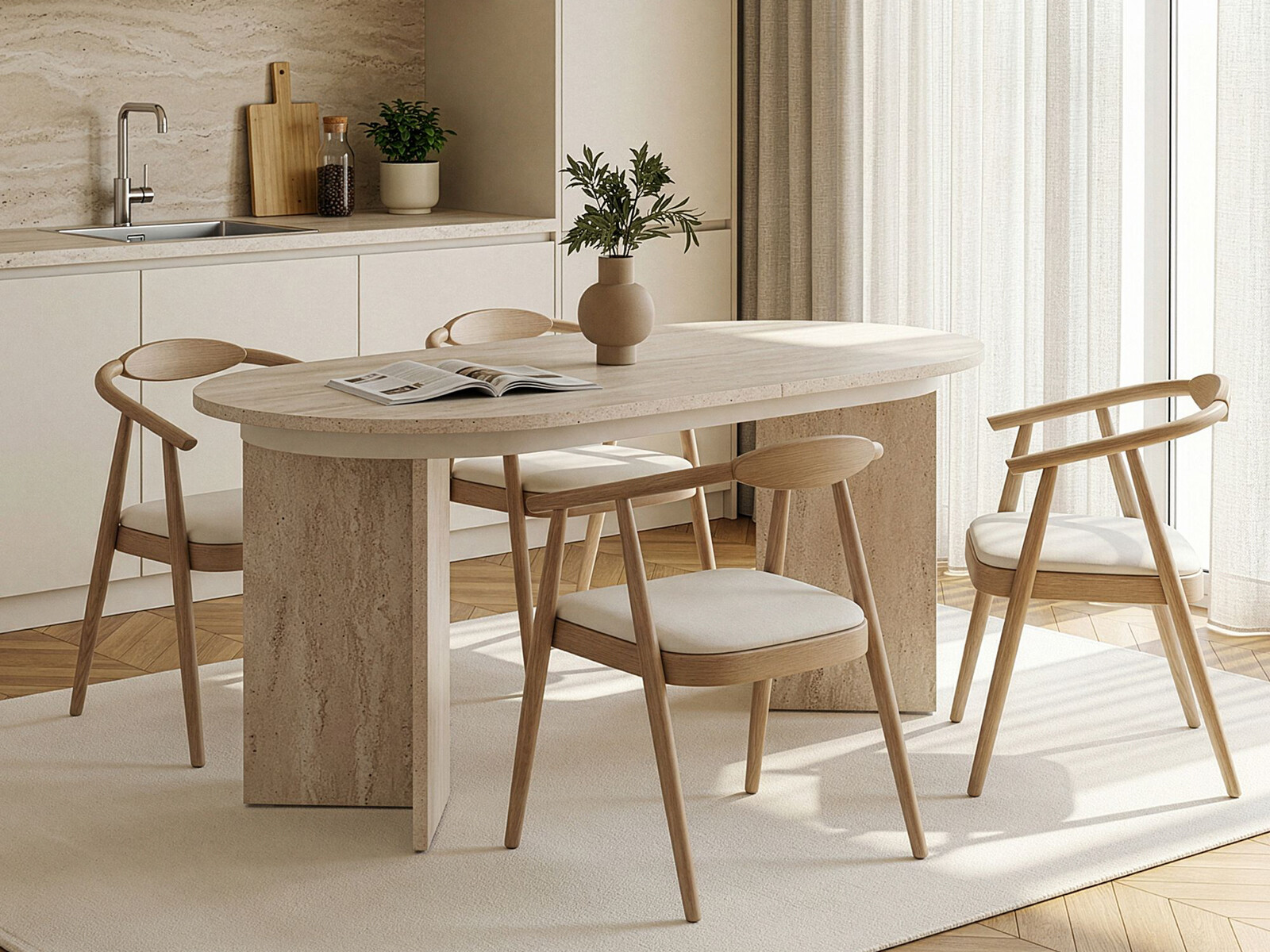 Маса Novato 146 (Светъл Travertine)