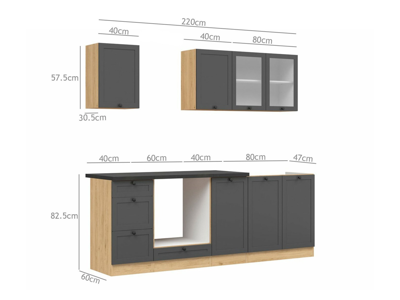 Модулен кухненски комплект Classic Grey Oak 117