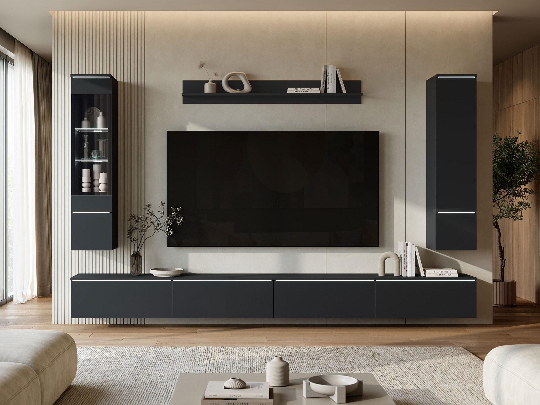 Комплект за хол Mirfivo 110 (Черен)