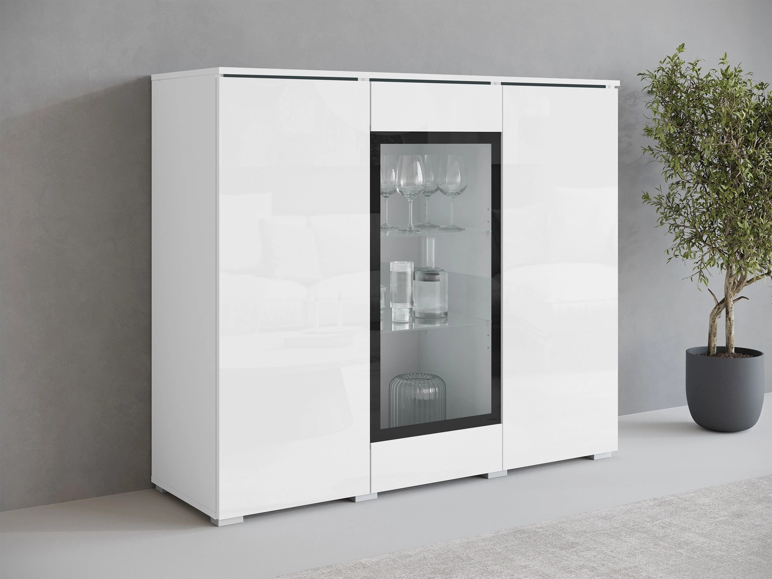 Шкаф Mirfivo 103 (Бял + Бял гланц)