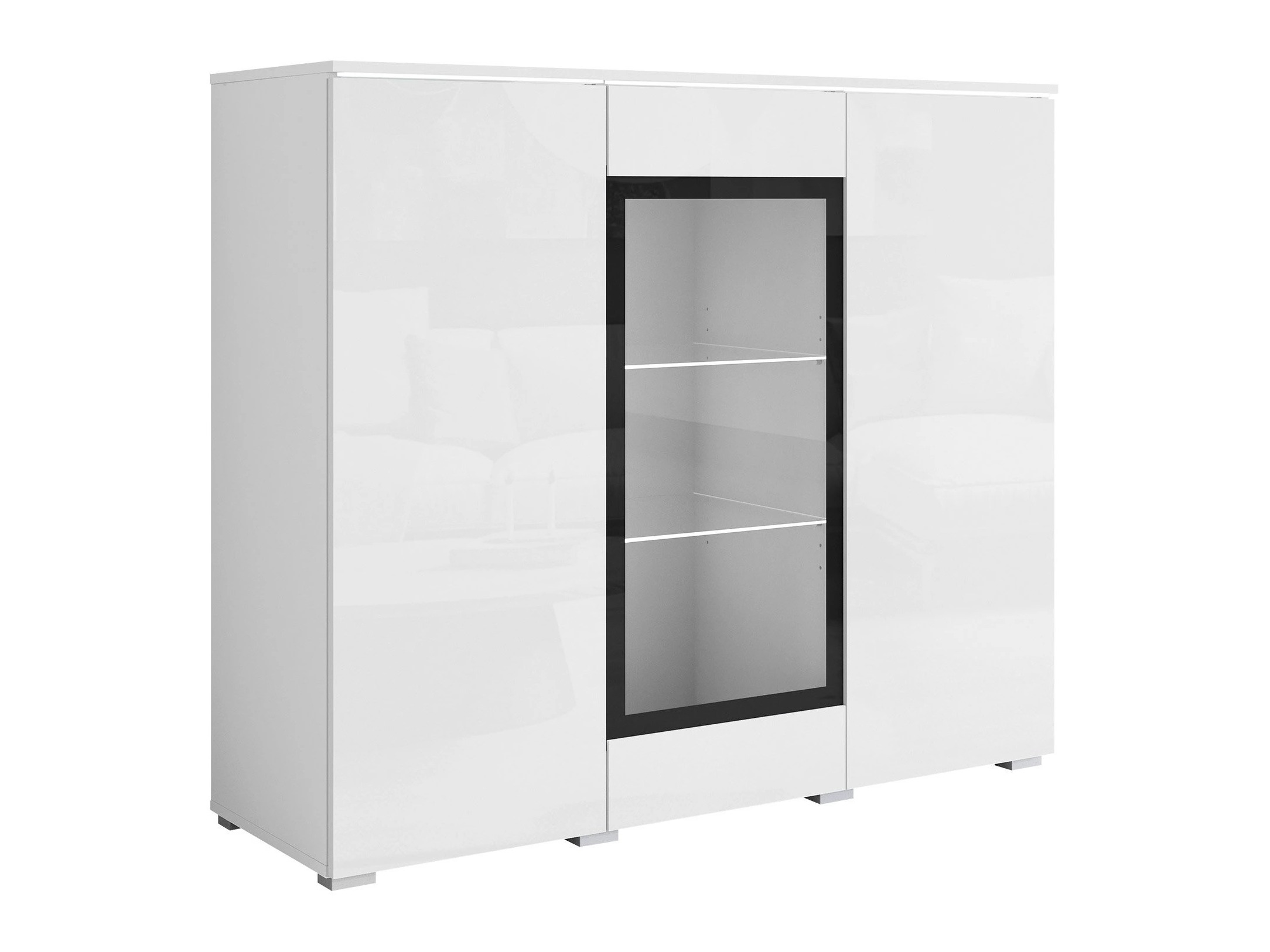 Шкаф Mirfivo 103 (Бял + Бял гланц)