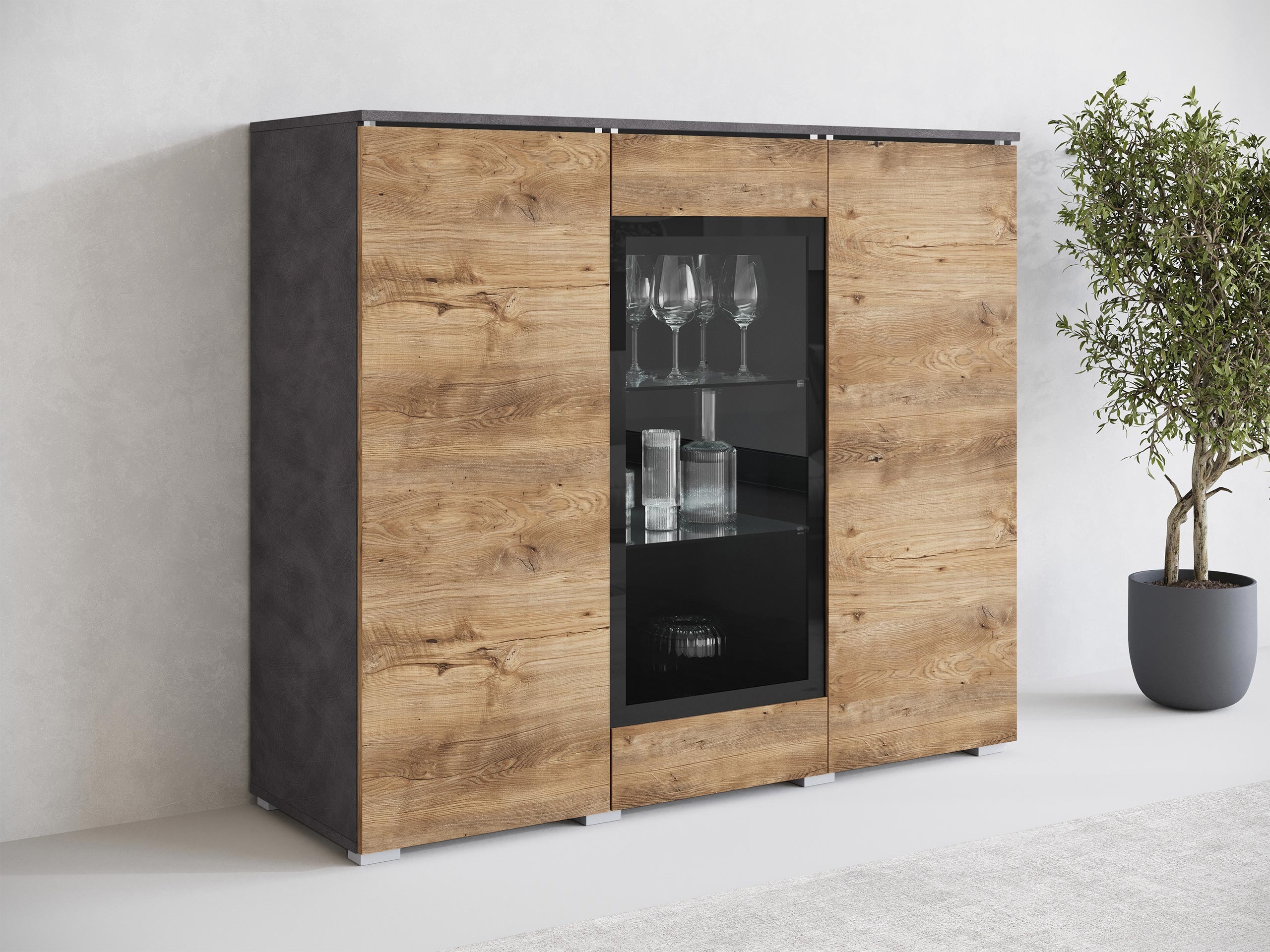 Шкаф Mirfivo 103 (Matera сив + Кестен)