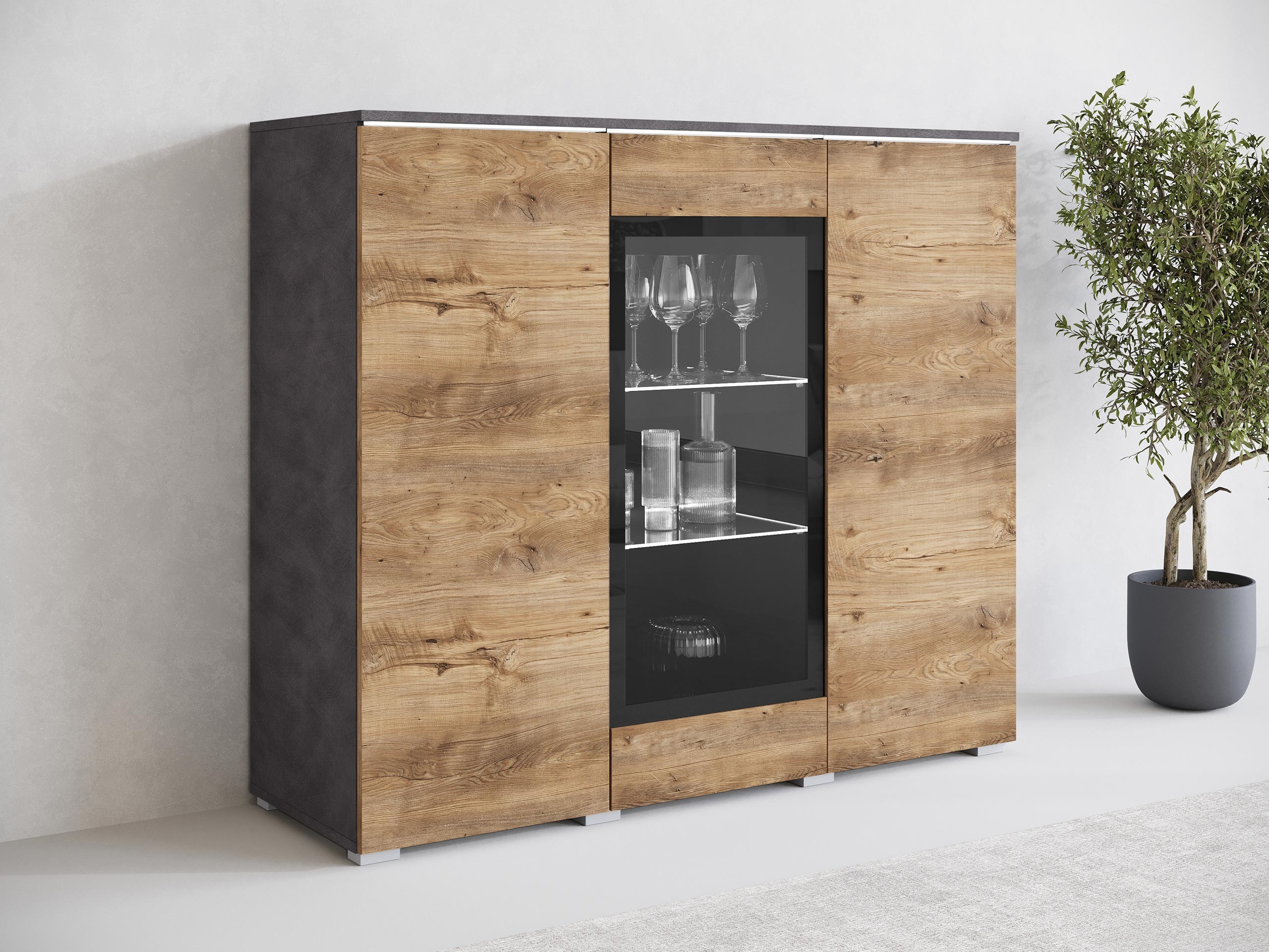 Шкаф Mirfivo 103 (Matera сив + Кестен)
