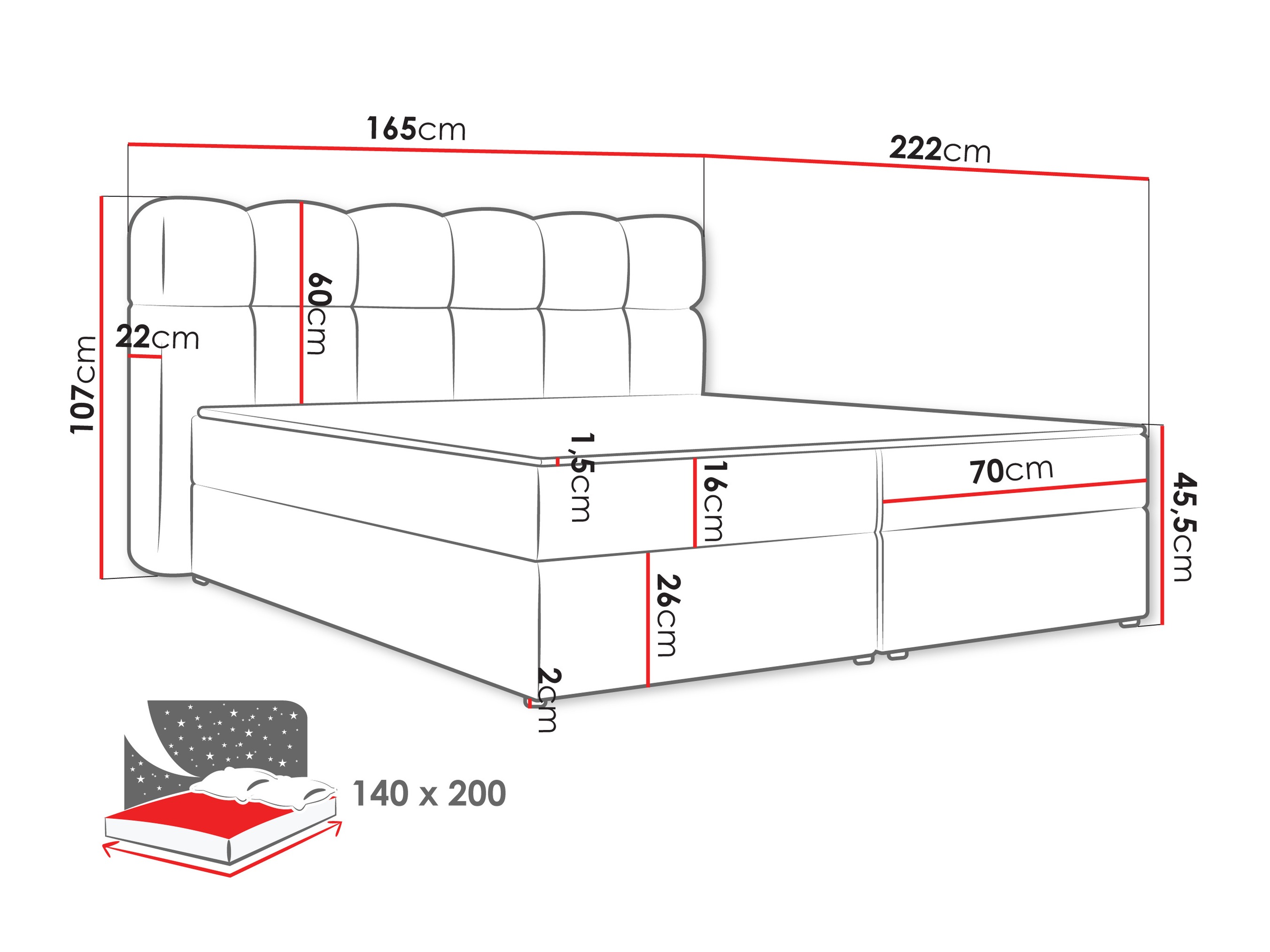 Континентално легло Stonecrest 113 (Lambi 03)