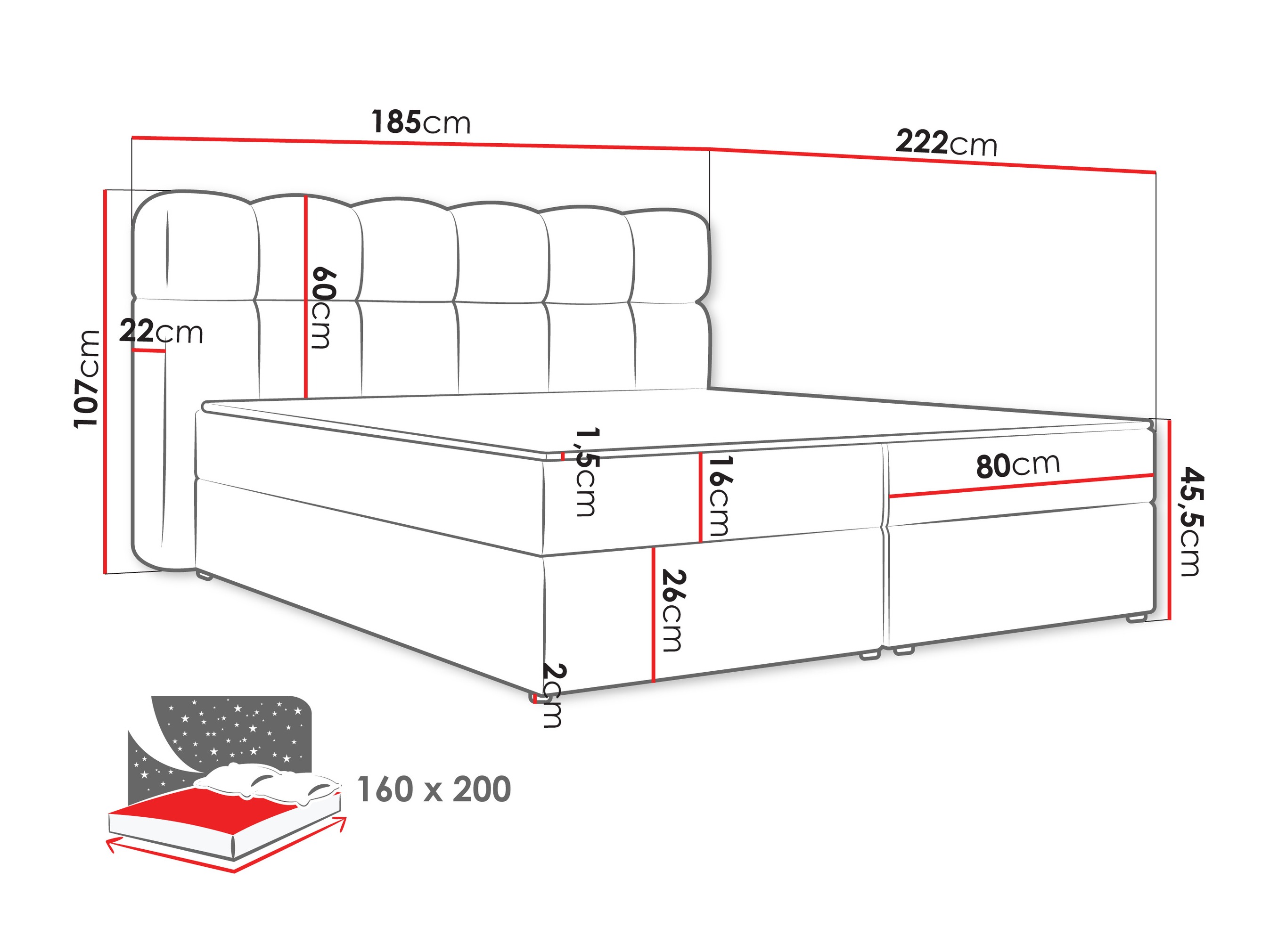 Континентално легло Stonecrest 113 (Lambi 03)