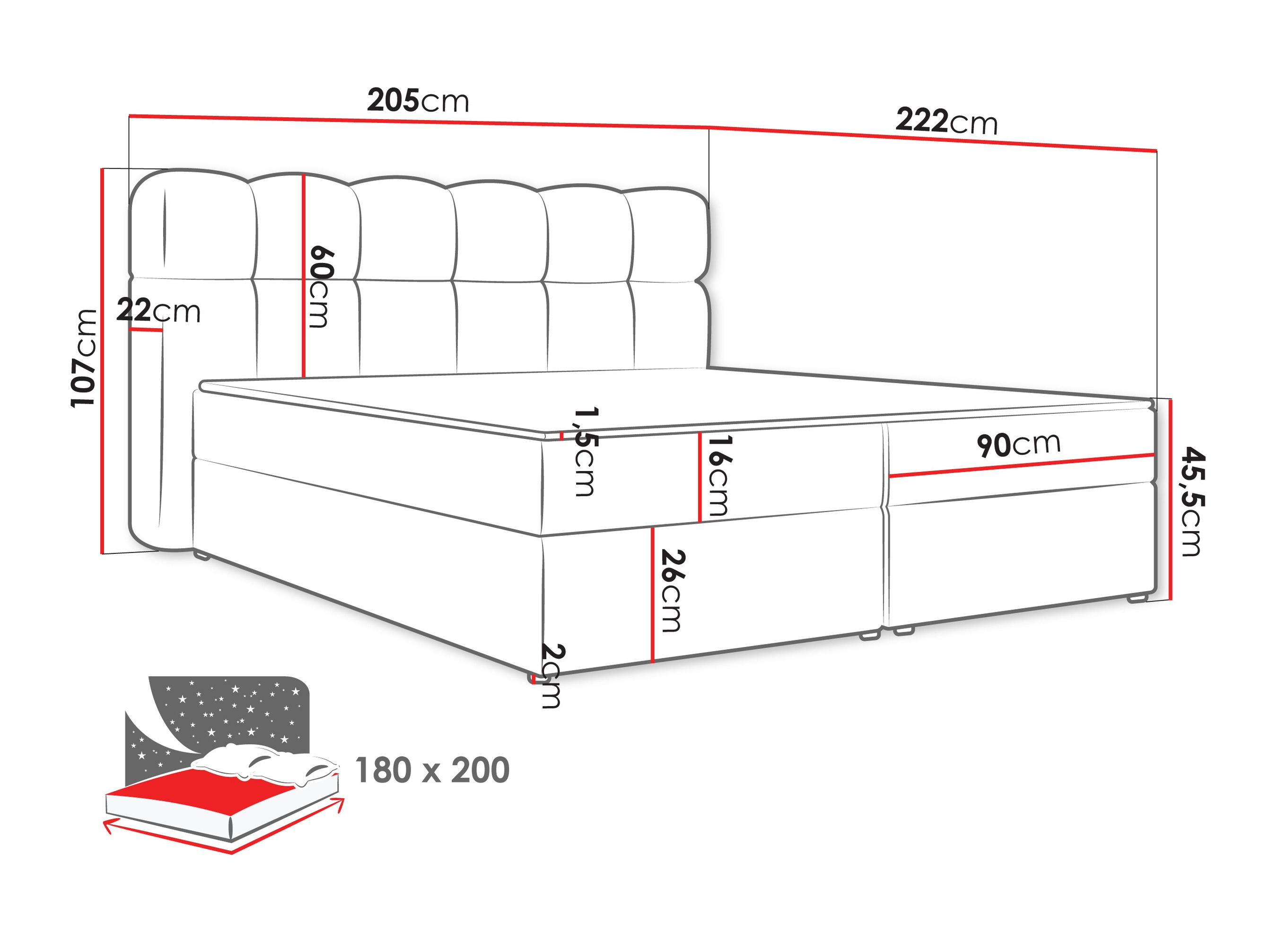 Континентално легло Stonecrest 113 (Lambi 12)
