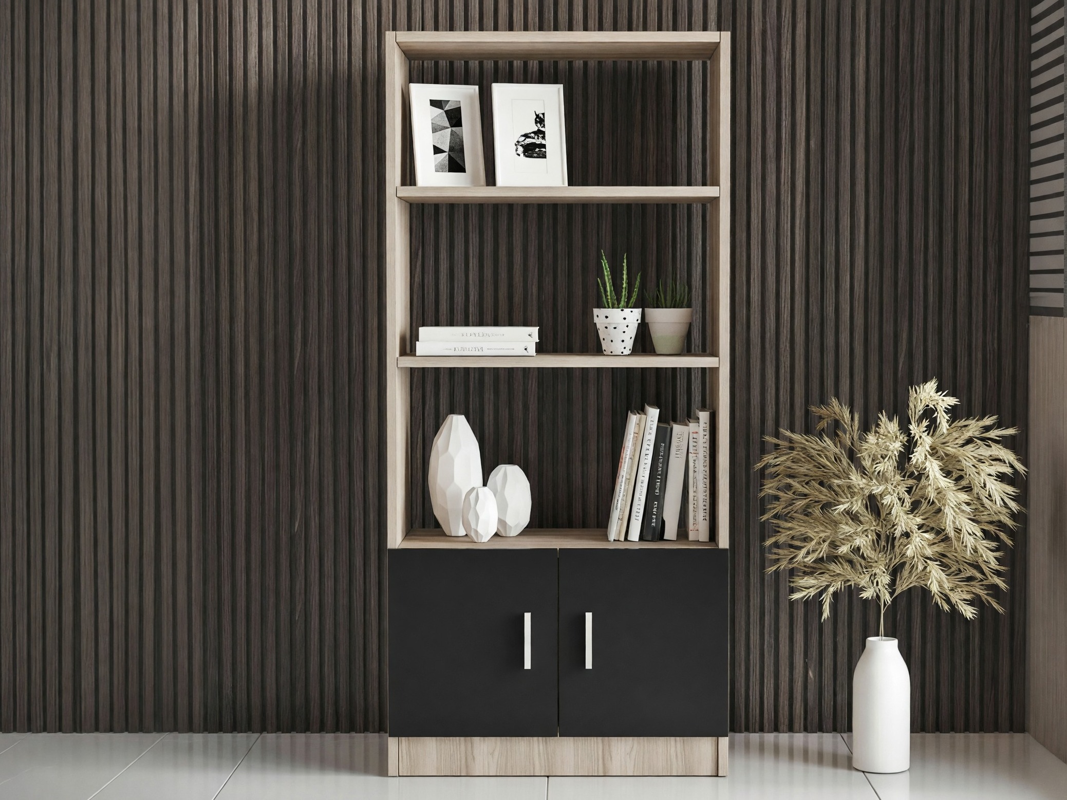 Етажерка Kailua 2256 (Черен + Дъб)