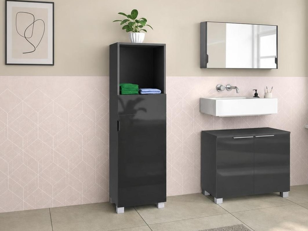 Стоящ шкаф за баня Tivcore 103 (Сив)