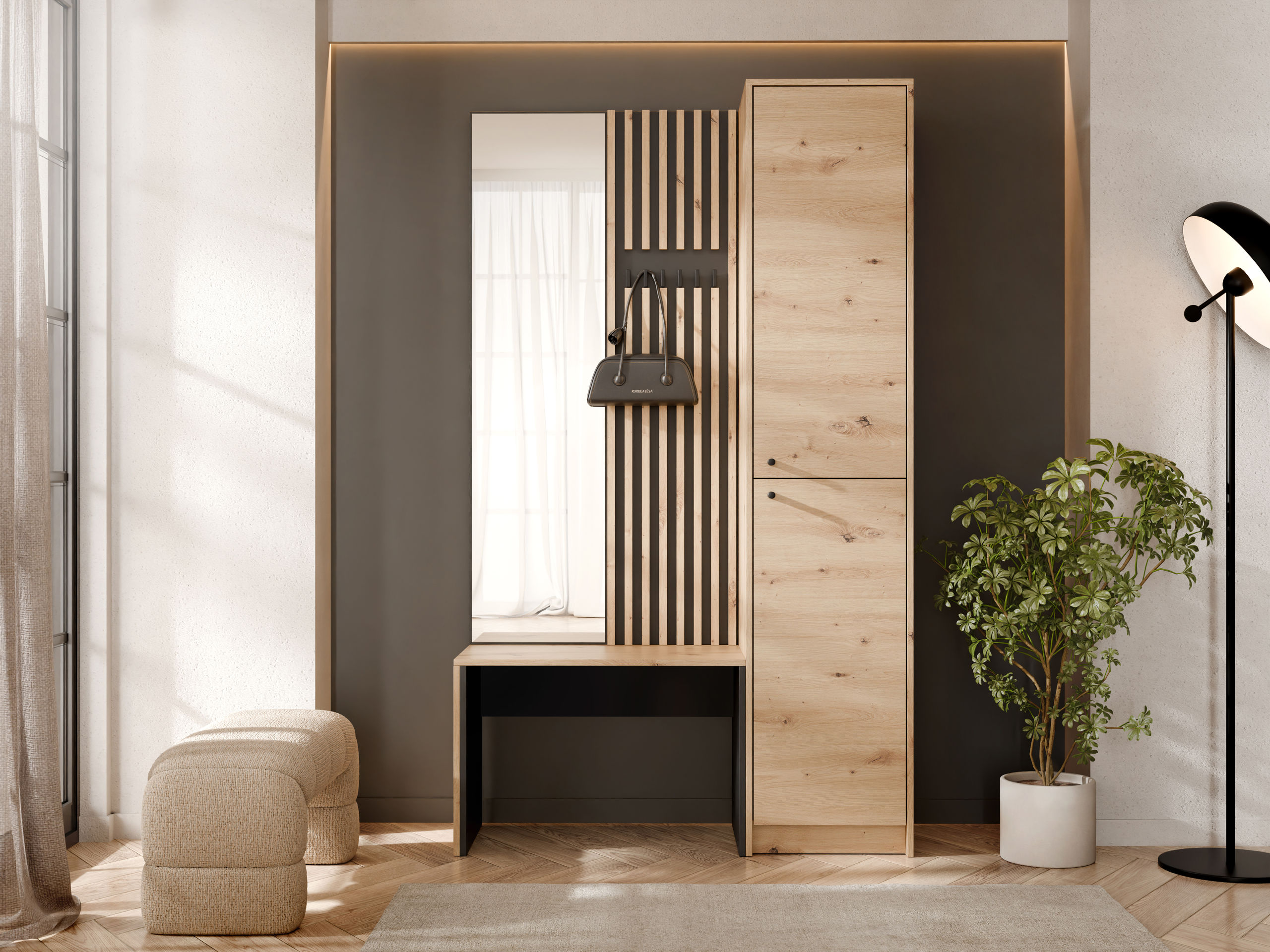 Комплект за антре Comfivo Nomas (Artisan дъб + Черен)
