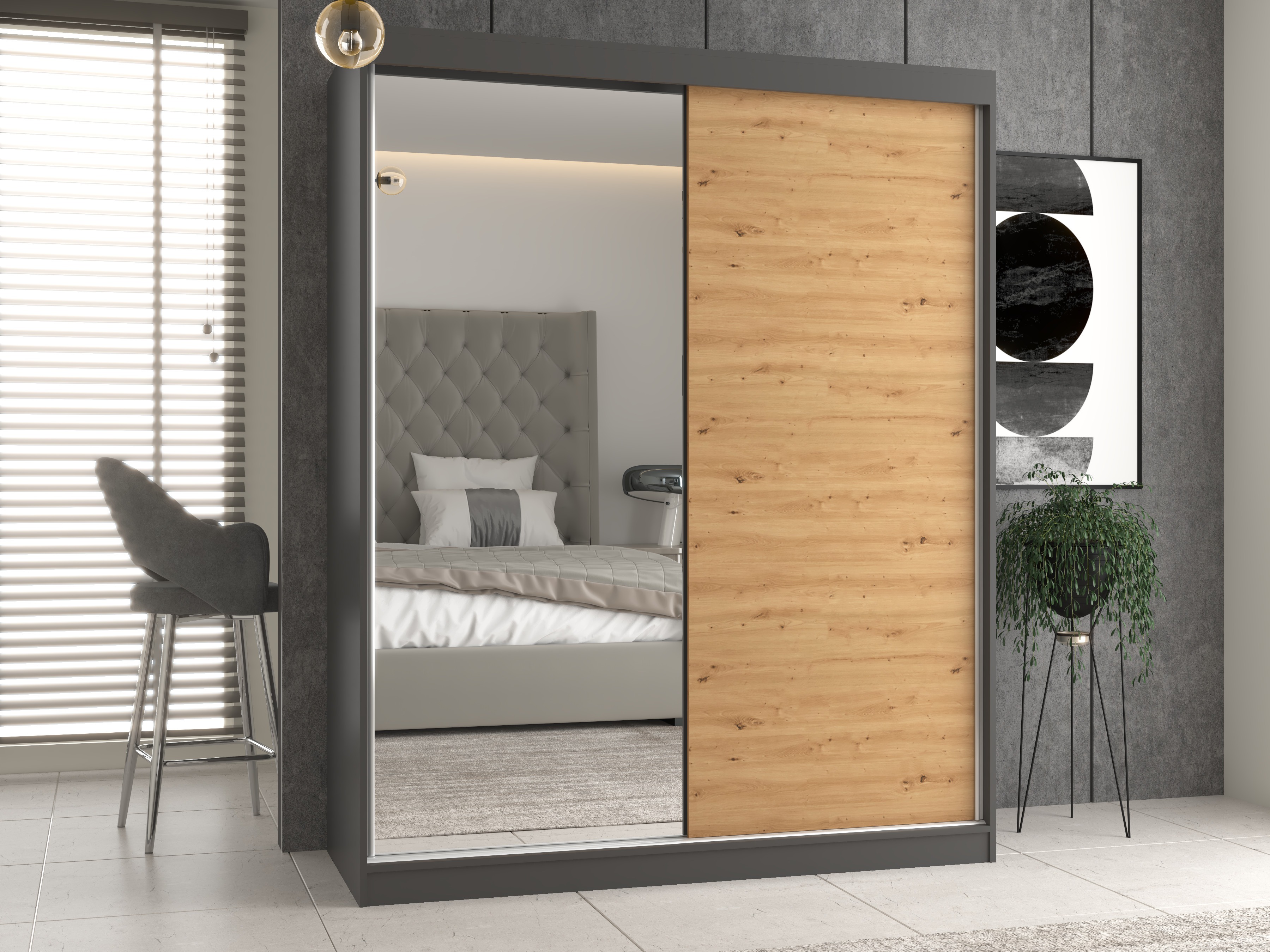 Гардероб Mandeville 383 (Artisan дъб + Антрацит)