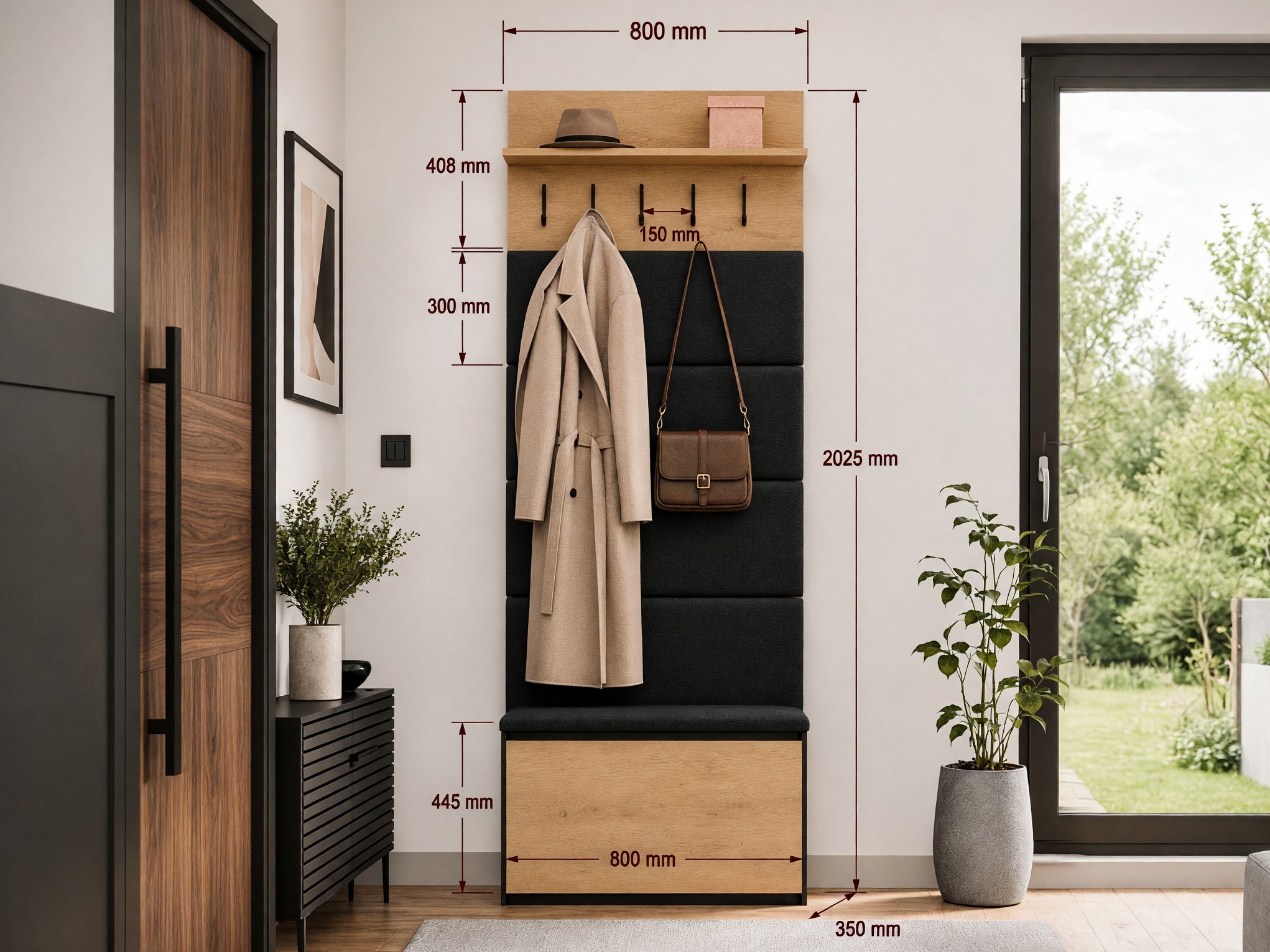 Комплект за антре Mandeville 404 (Artisan дъб + Черен)